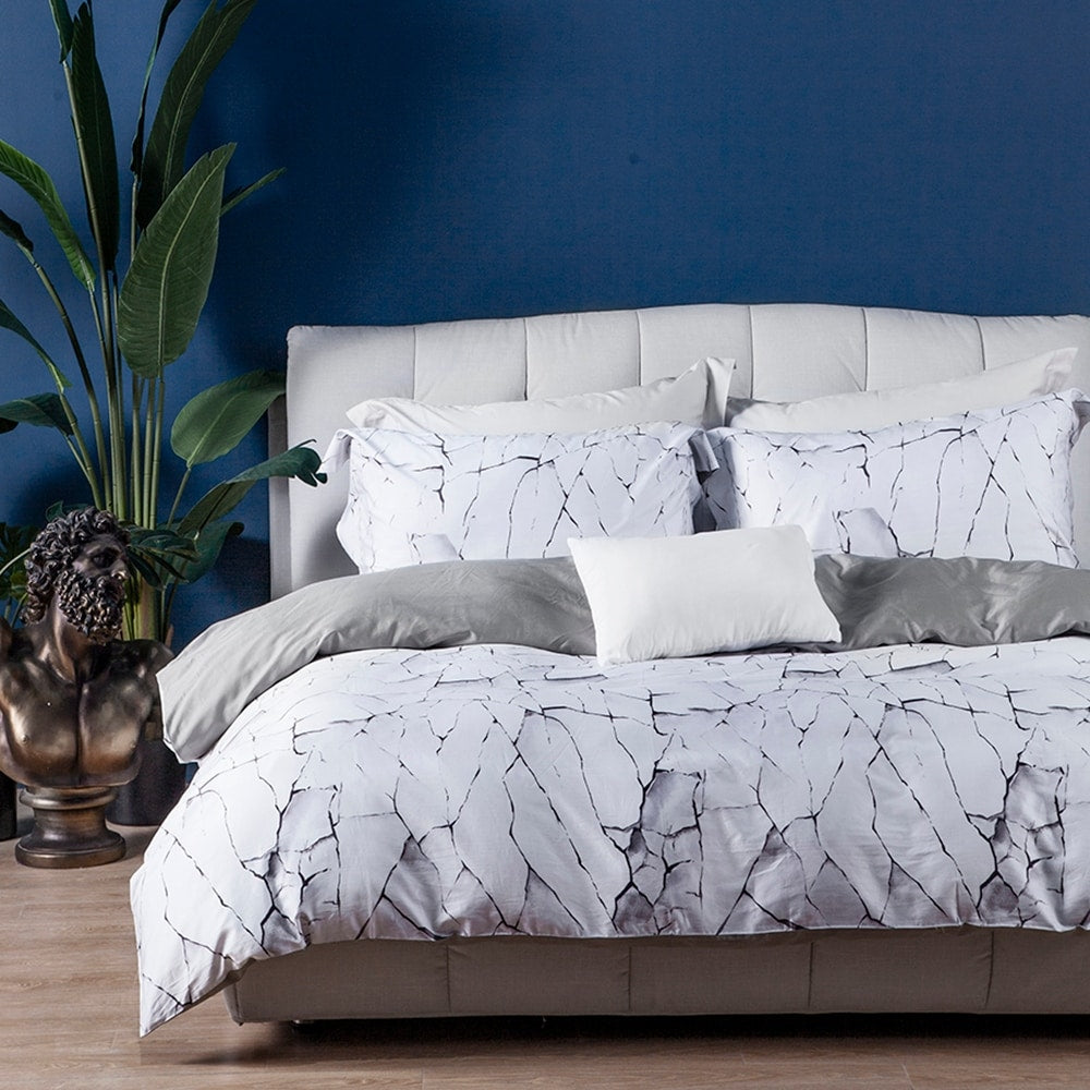 M Lange Home 3D Digital Printed Cracked Ice 3Pcs Cotton Duvet Set