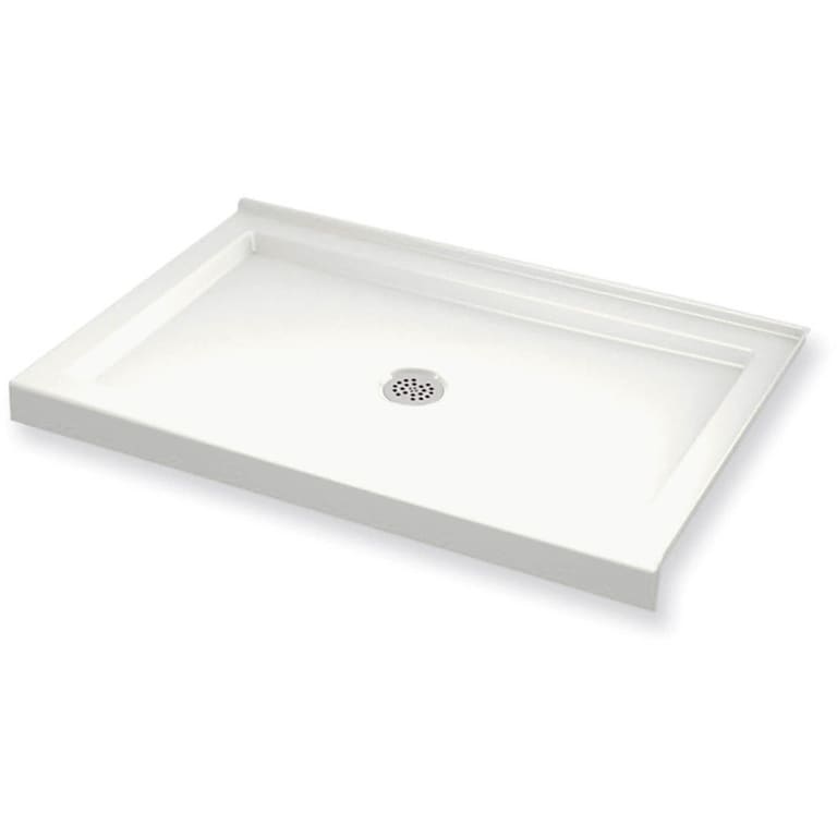 Maax 410001 503 B3Round 47 7 8 X 31 7 8 Rectangular Shower Base With Double Threshold And Center Drain White