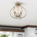 Mabel 3 Light Brushed Champagne Contemporary Flush Mount Chandelier