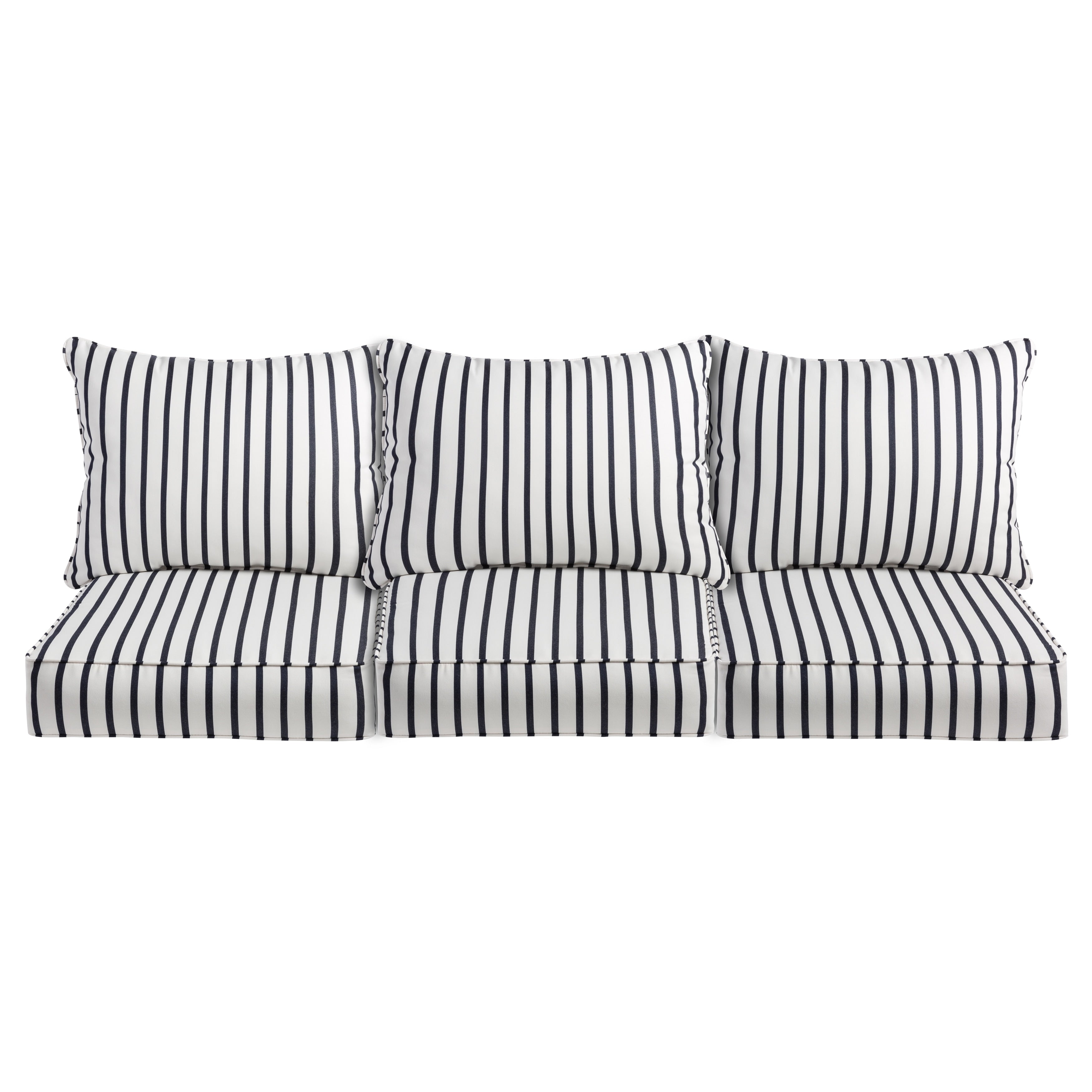 Mabley Sunbrella Lido Indigo Indoor Outdoor Corded Pillow And Cushion 6 Pc Sofa Set