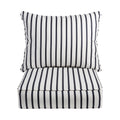 Mabley Sunbrella Lido Indigo Indoor Outdoor Chair Corded Cushion And Pillow Set