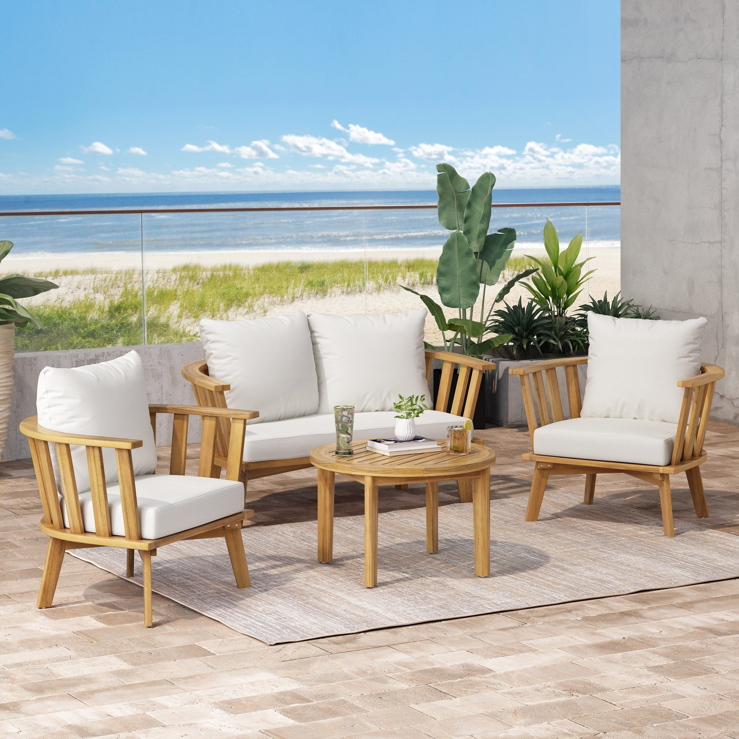 Solano Acacia Wood Chat Set By Christopher Knight Home