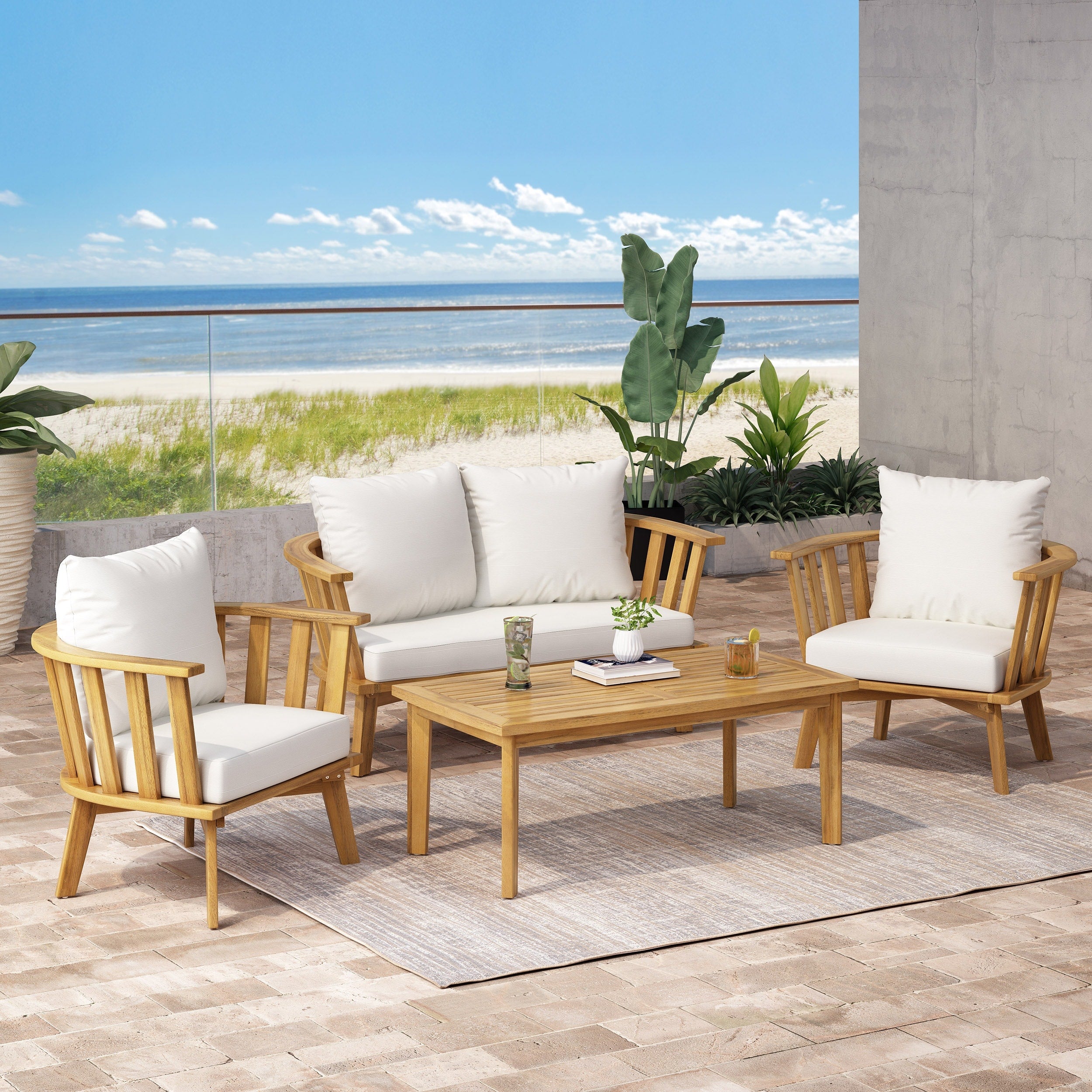 Solano Acacia Wood Chat Set By Christopher Knight Home