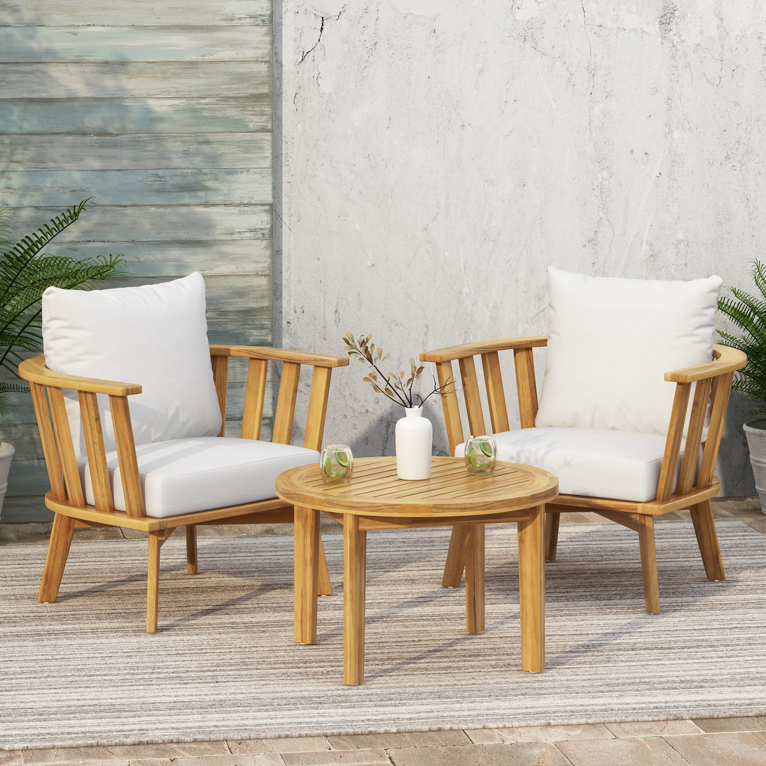 Solano Acacia Wood Chat Set By Christopher Knight Home