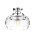 Macarius Chrome 1 Light Semi Flushmount With Clear Shade