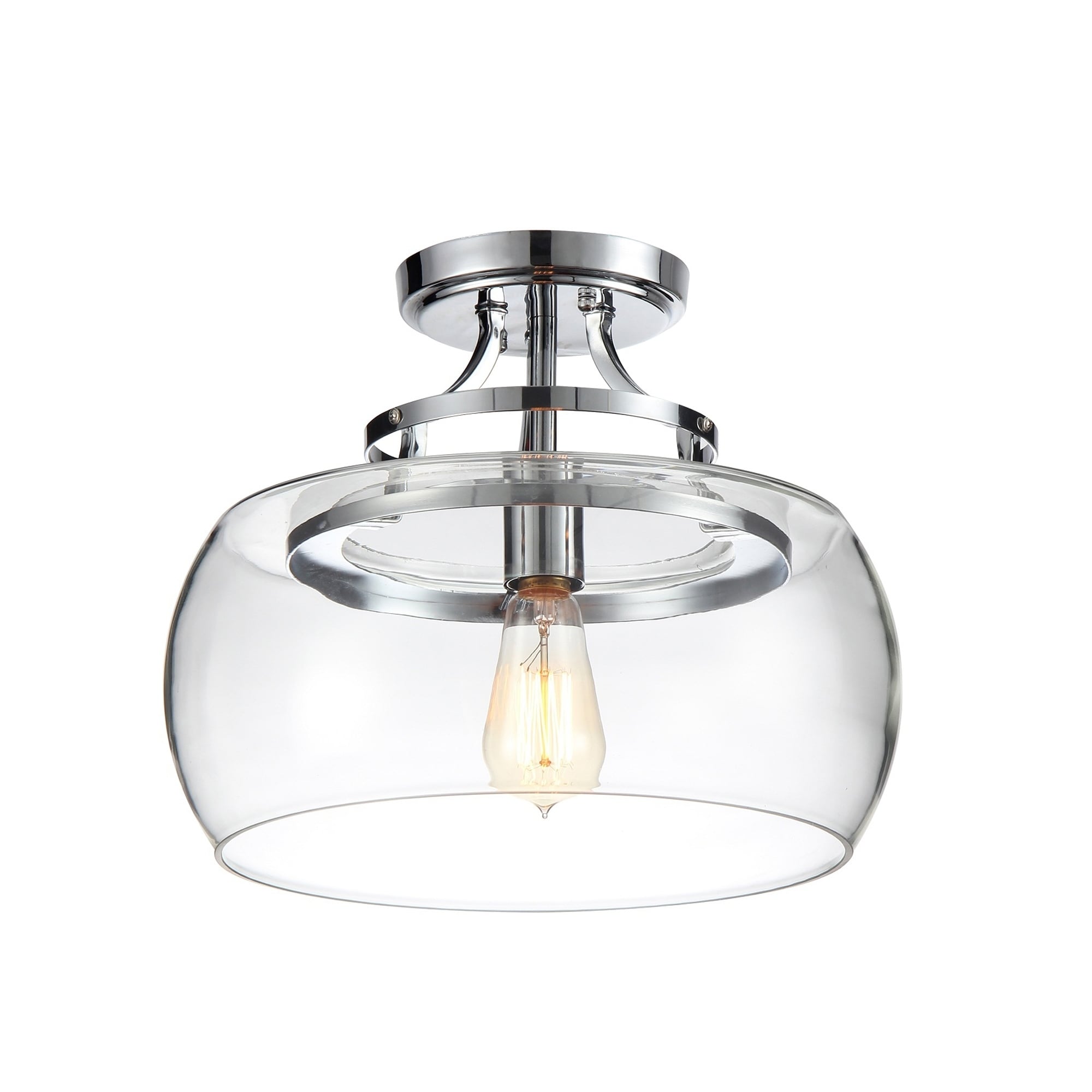 Macarius Chrome 1 Light Semi Flushmount With Clear Shade