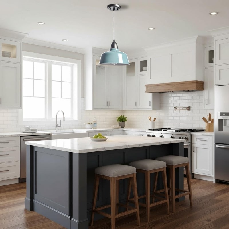 Macaron Color Farmhouse Light Metal Pendant For Light Dark Gray Blue Kitchen Light N A