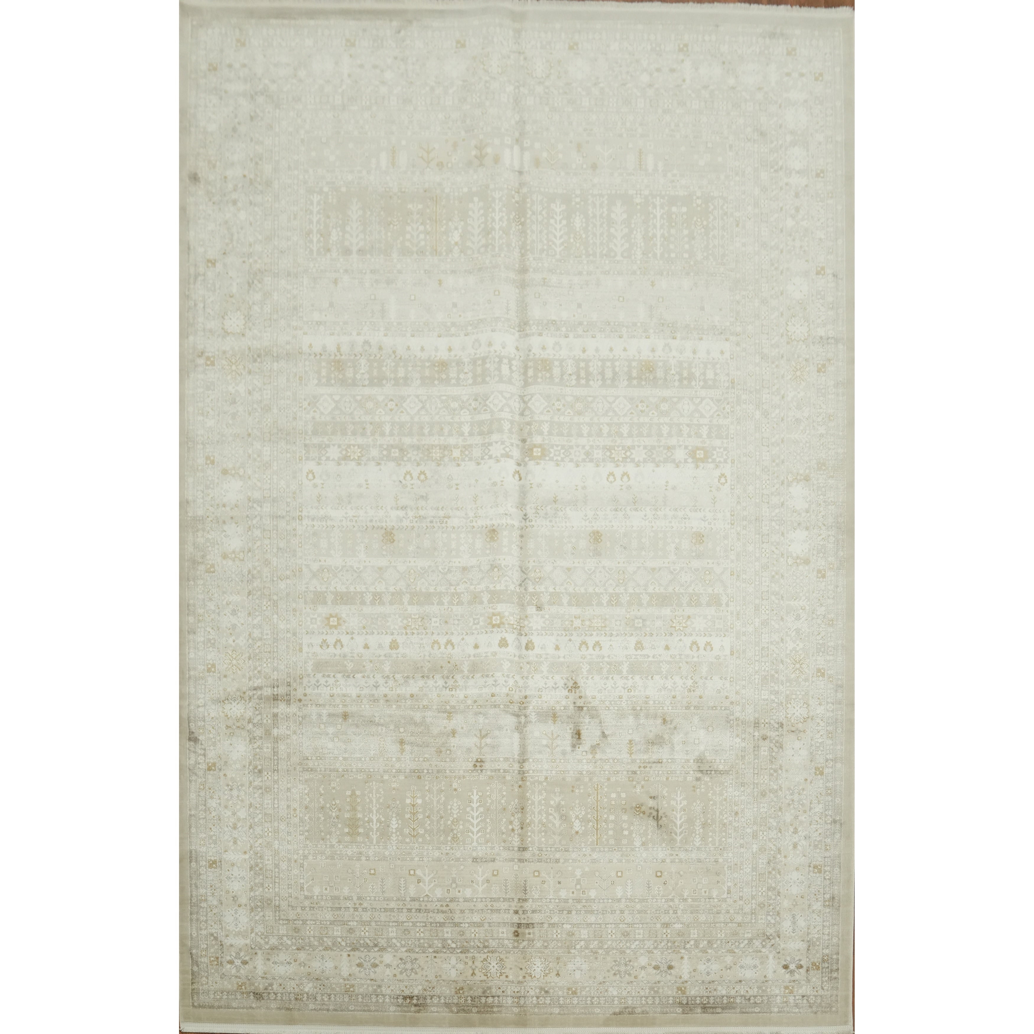 Machine Made Beige Ivories Abstract Area Rug 9 10 X 6 5