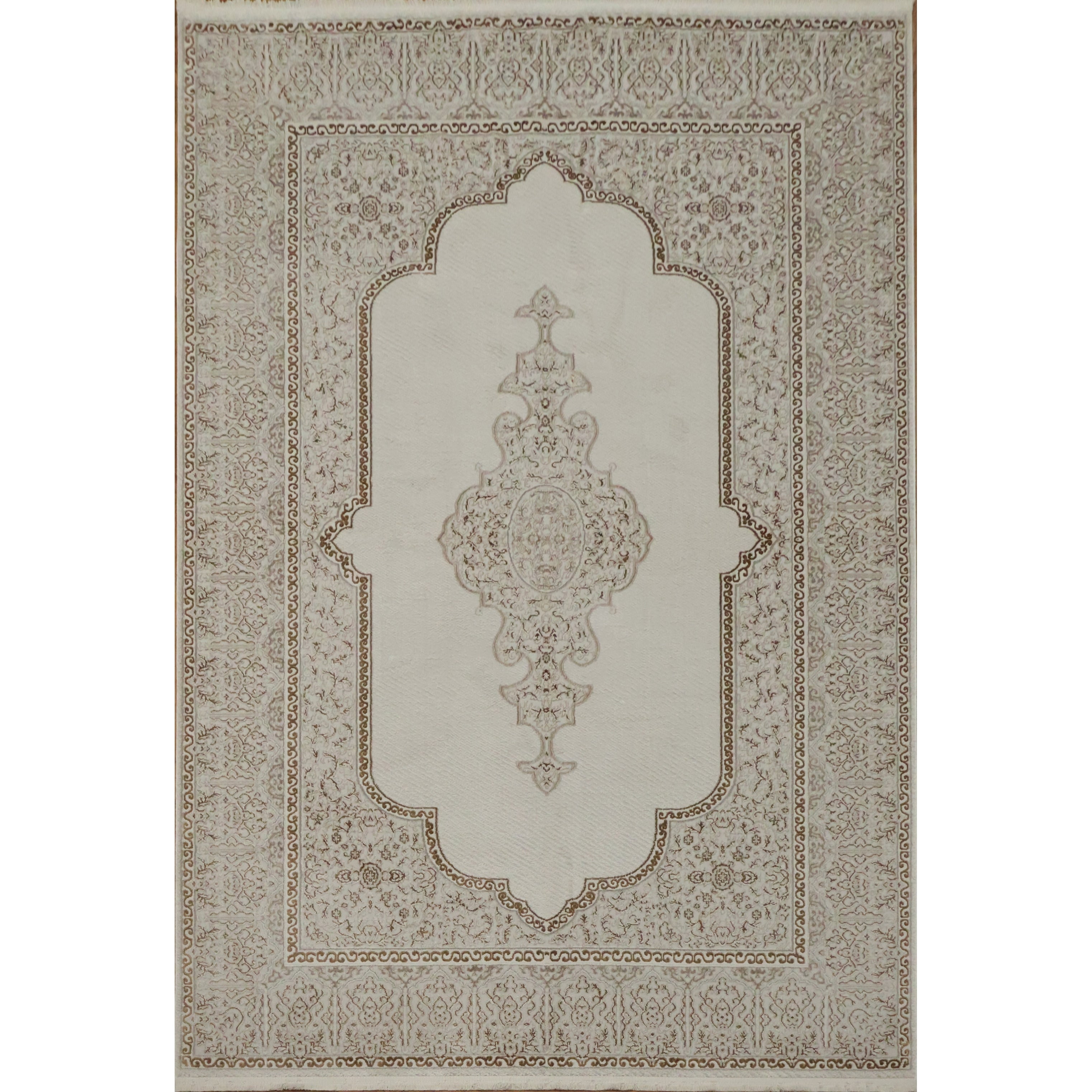 Machine Made Beige Ivories Abstract Area Rug 7 7 X 5 2