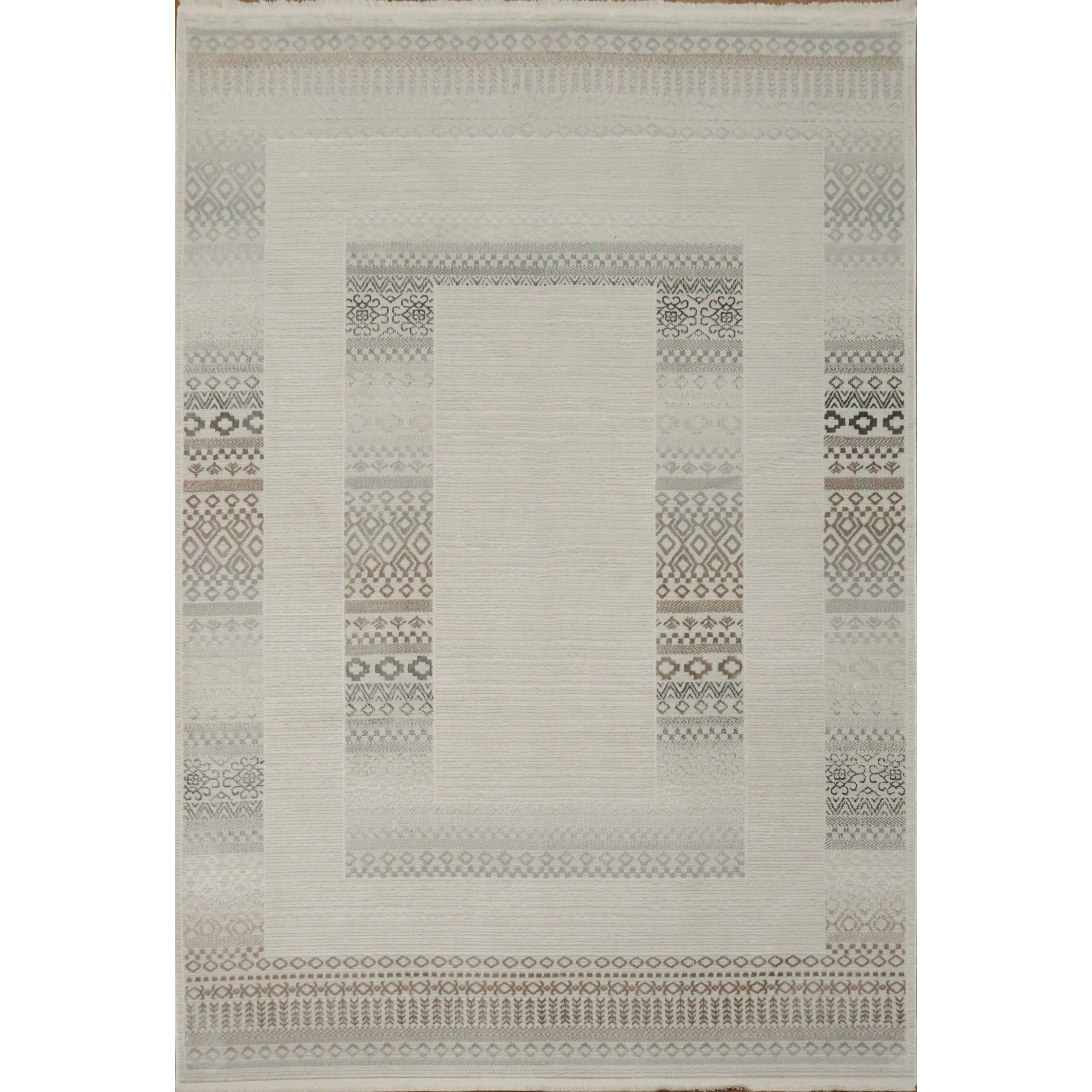 Machine Made Beige Ivories Abstract Area Rug 7 7 X 5 2