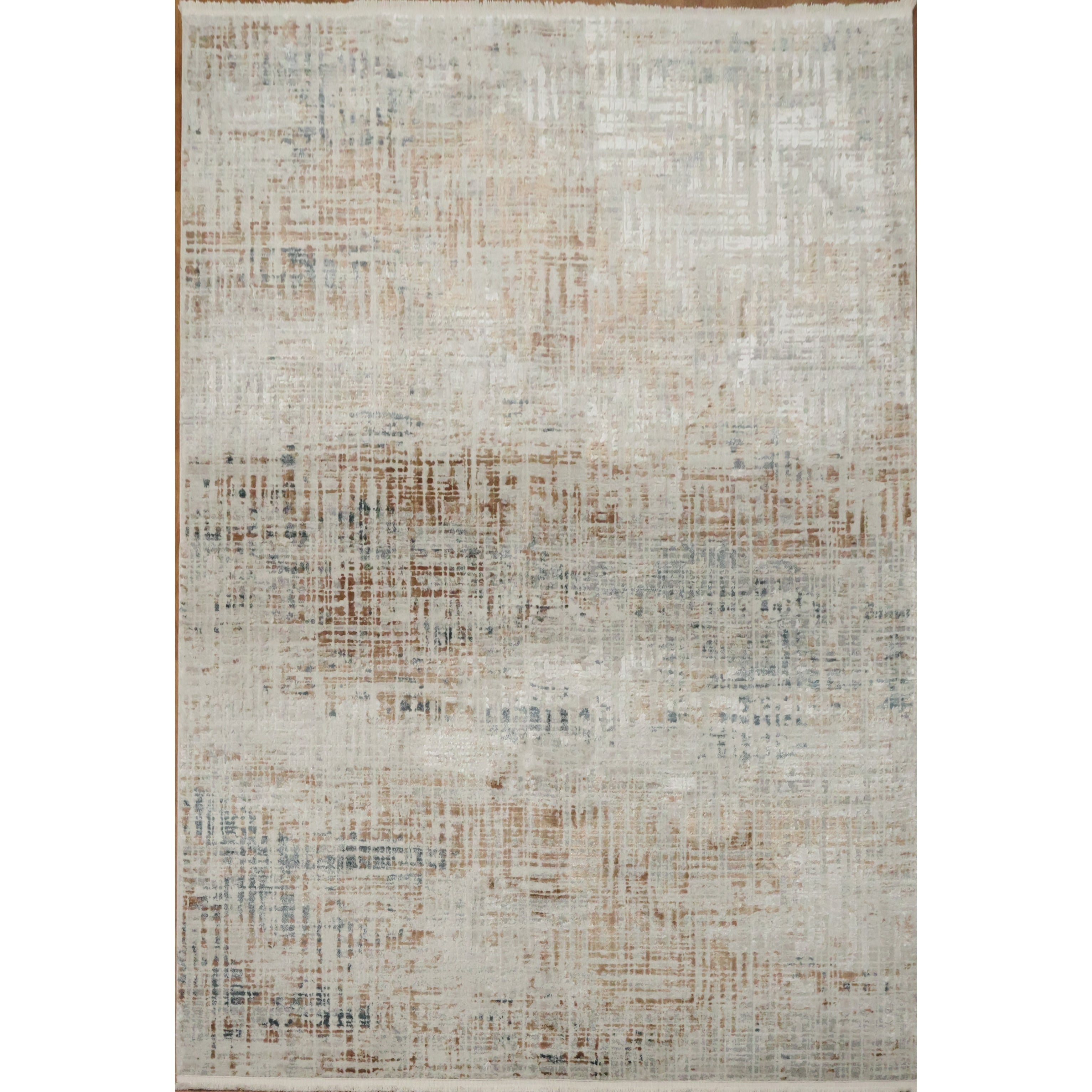Machine Made Beige Ivories Abstract Area Rug 7 7 X 5 2