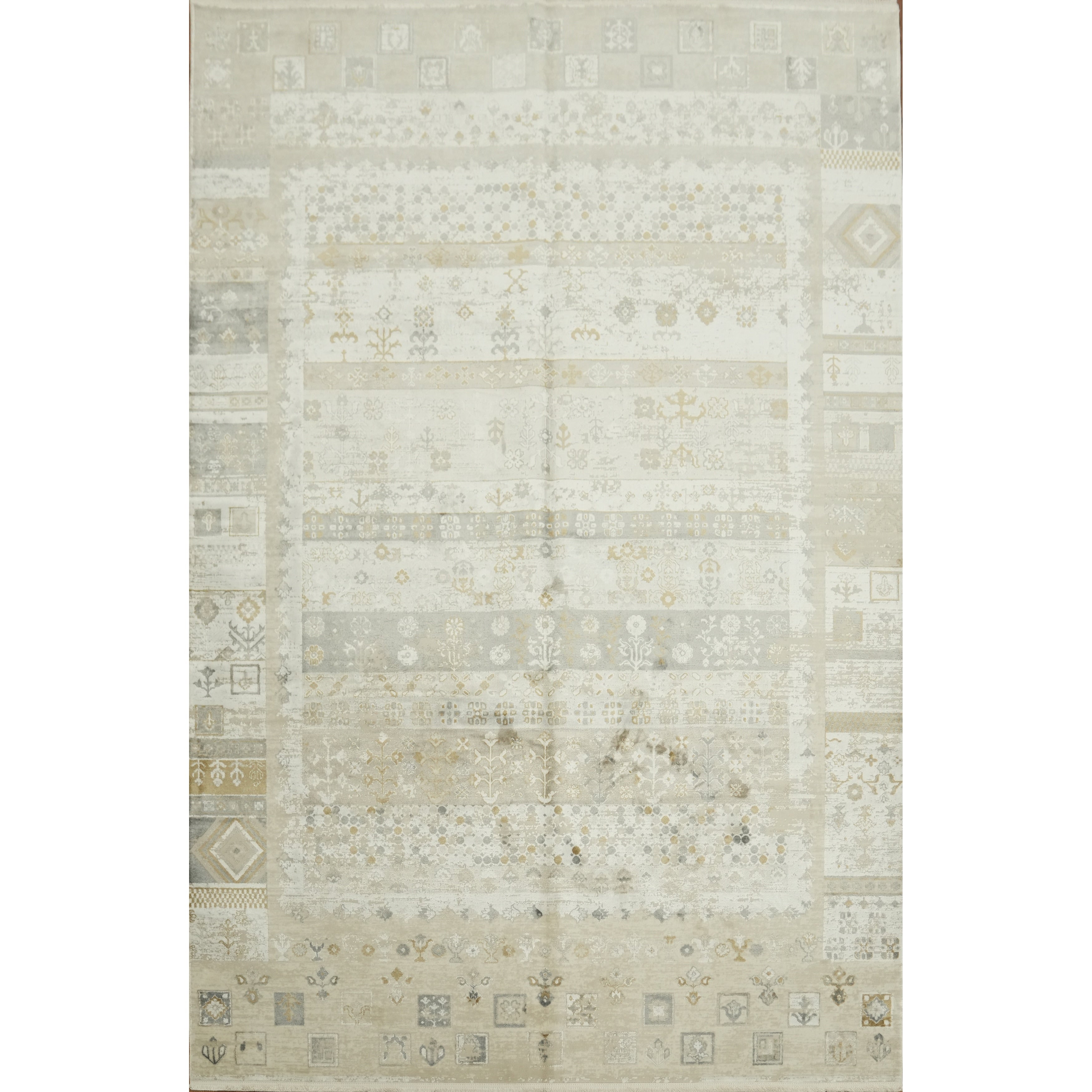 Machine Made Beige Ivories Abstract Area Rug 9 10 X 6 5