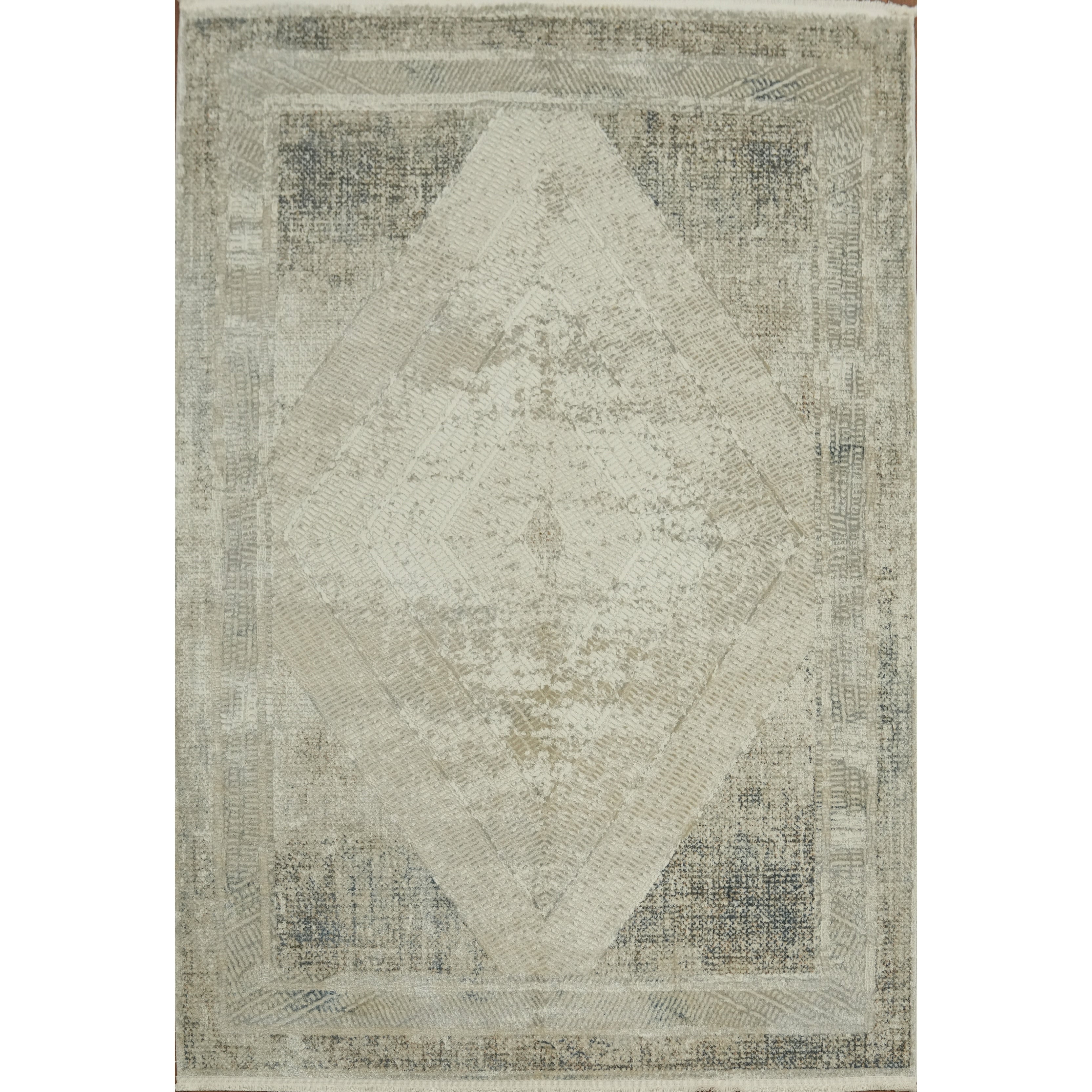 Machine Made Beige Ivories Abstract Area Rug 7 7 X 5 2