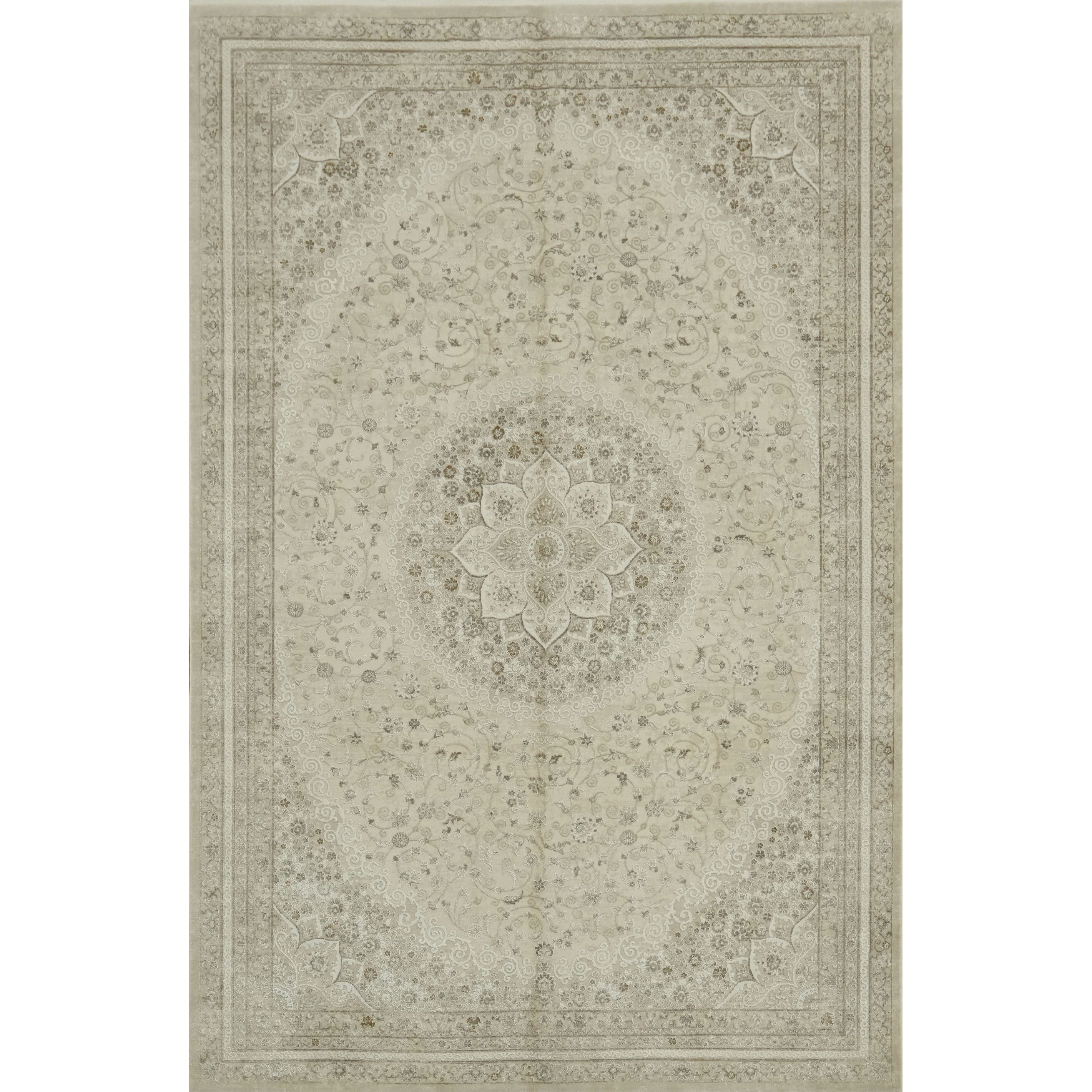 Machine Made Beige Ivories Abstract Area Rug 9 10 X 6 5