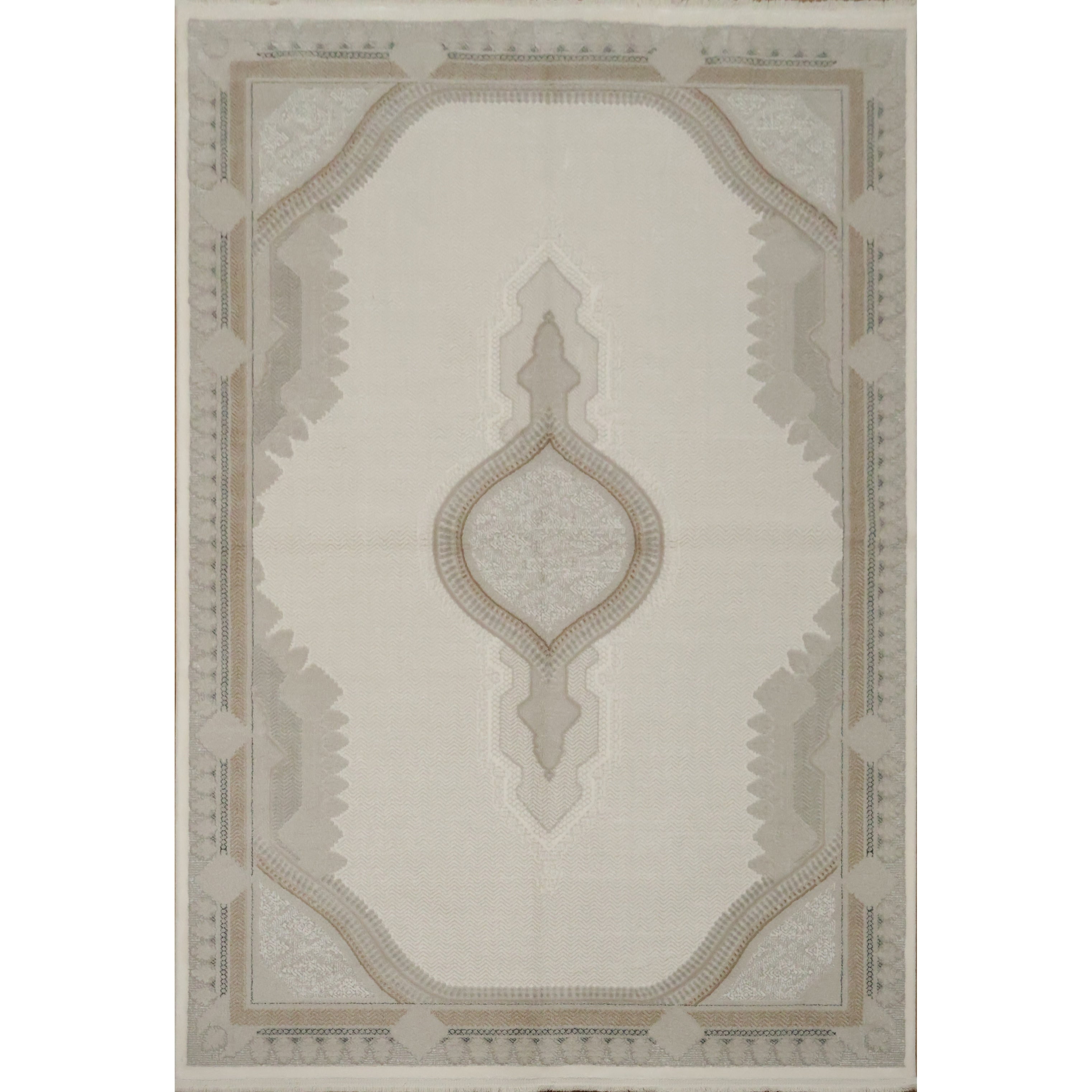 Machine Made Beige Ivories Abstract Area Rug 7 7 X 5 2