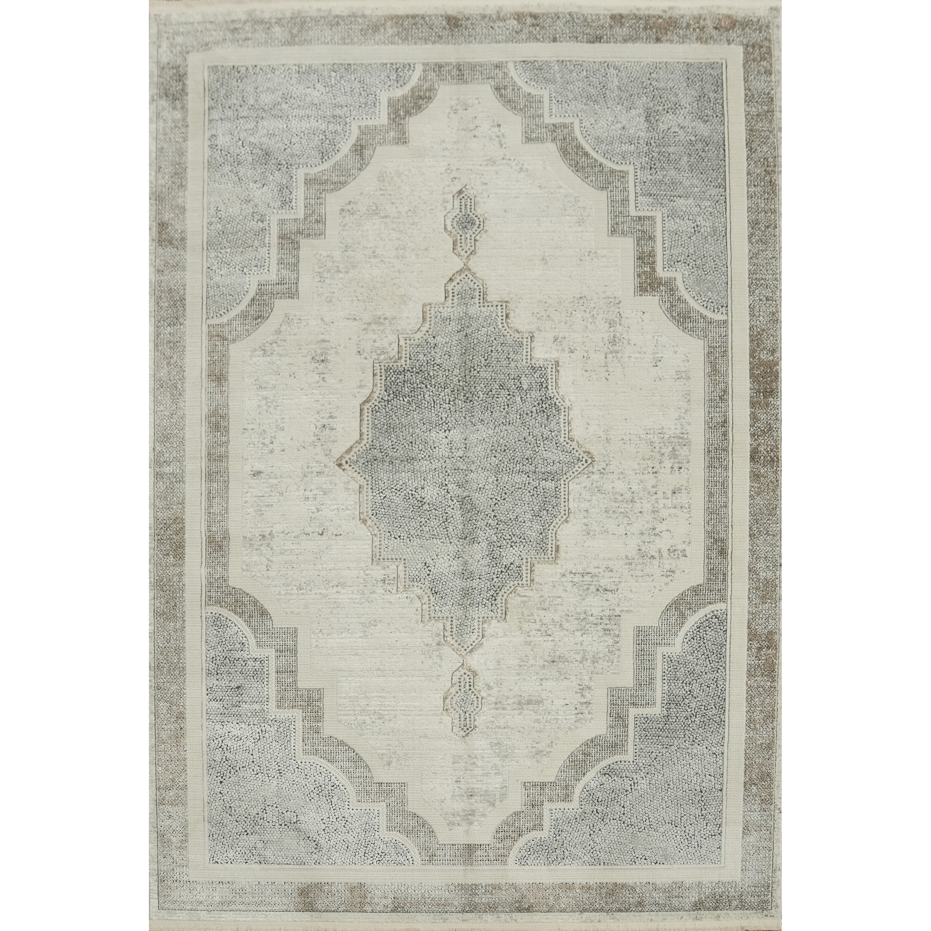 Machine Made Beige Ivories Abstract Area Rug 7 7 X 5 2