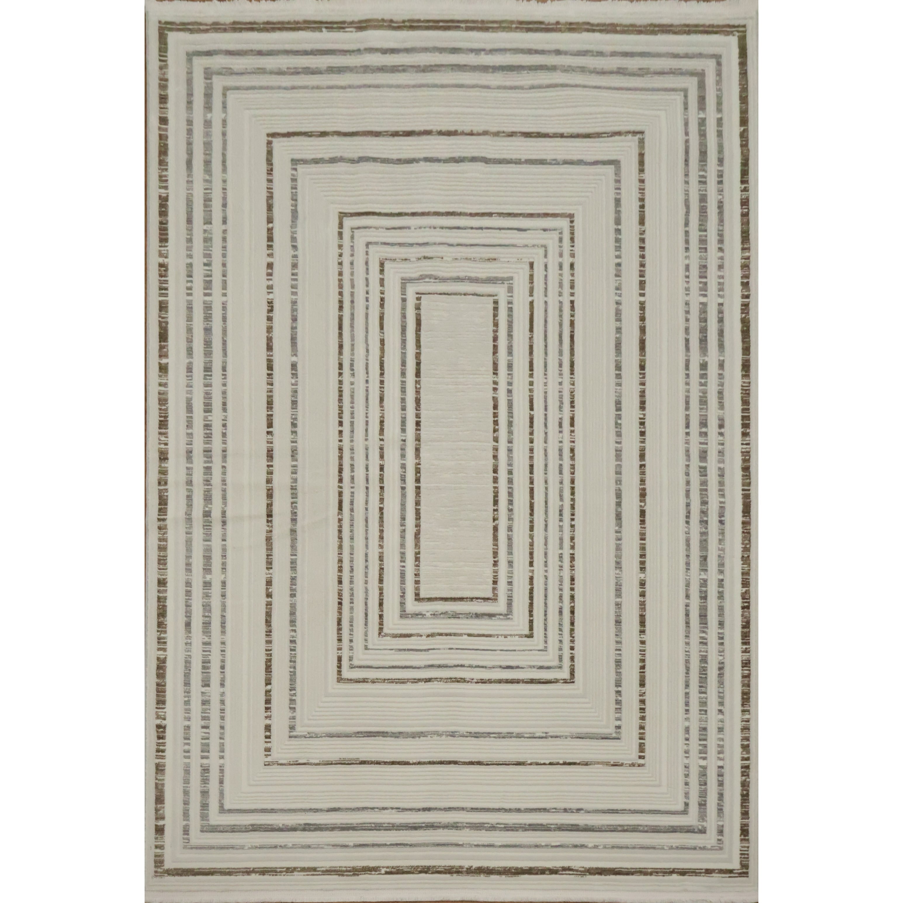 Machine Made Beige Ivories Abstract Area Rug 7 7 X 5 2