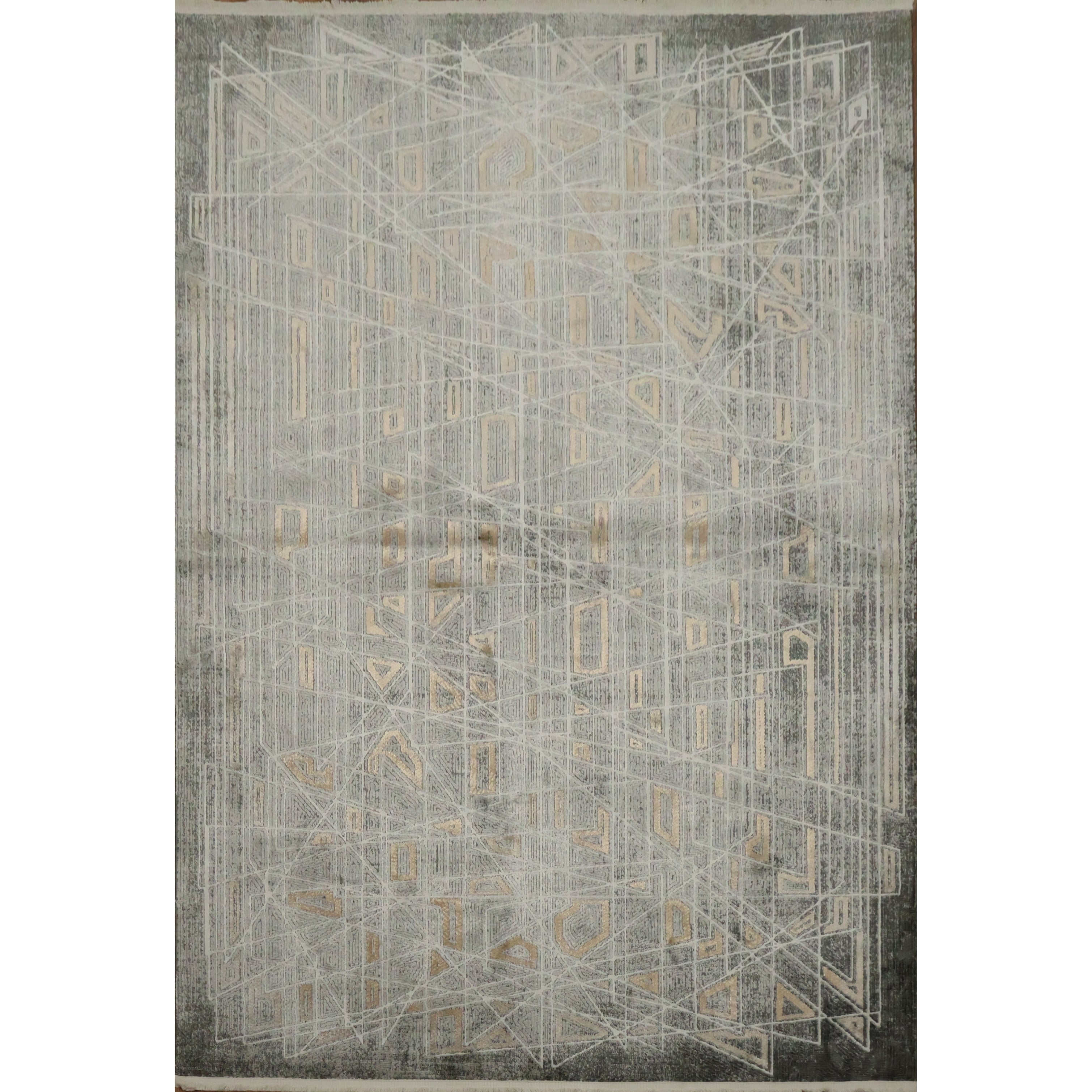 Machine Made Greys Charcoal Abstract Area Rug 7 7 X 5 2