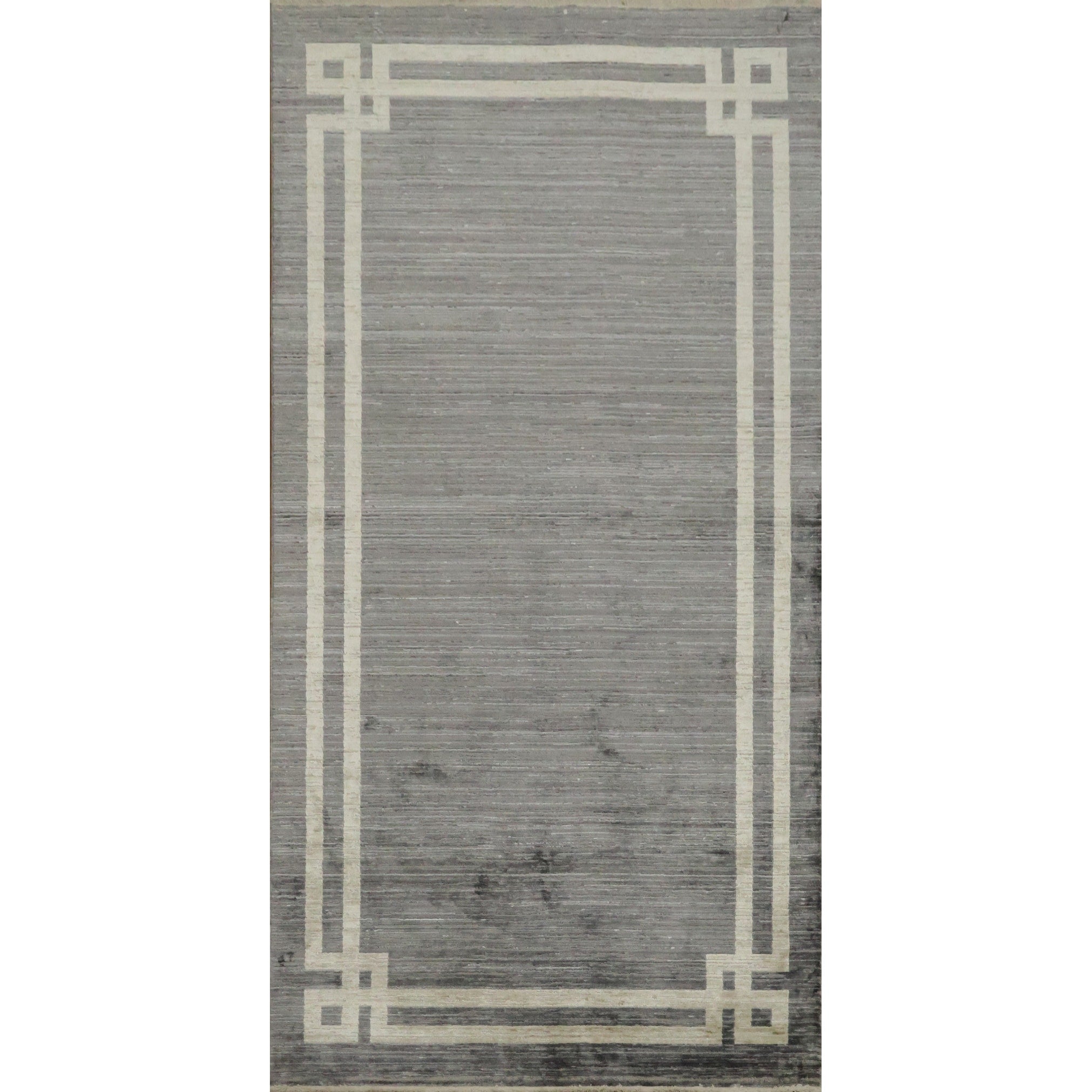 Machine Made Greys Charcoal Abstract Runner Rug 6 5 X 3 3