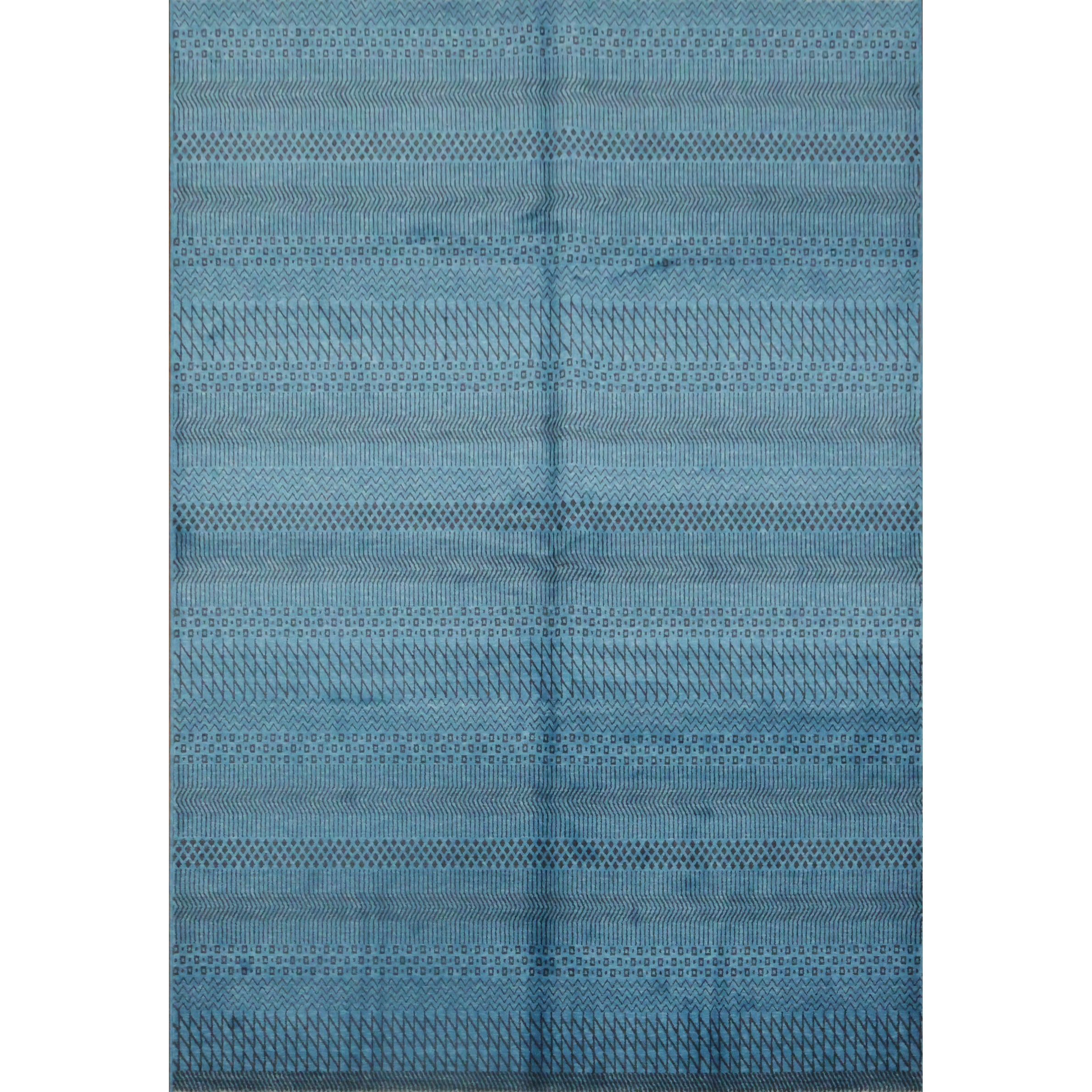 Machine Made Oriental 100 Wool Carpet Modern Navy Blue Blues Area Rug 9 4 X 6 5