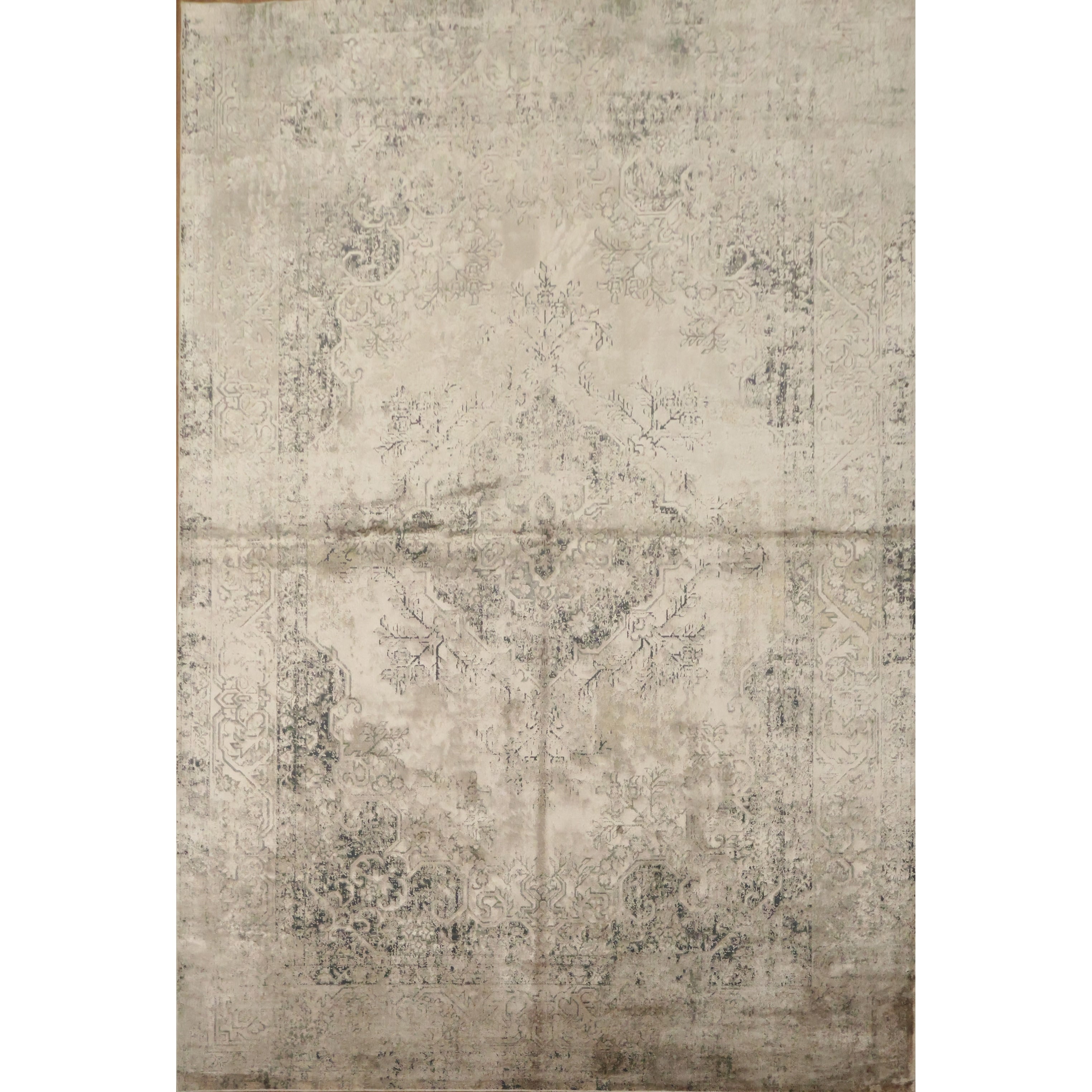 Machine Made Oriental Polyester Carpet Modern Beige Ivories Area Rug 7 6 X 5 1