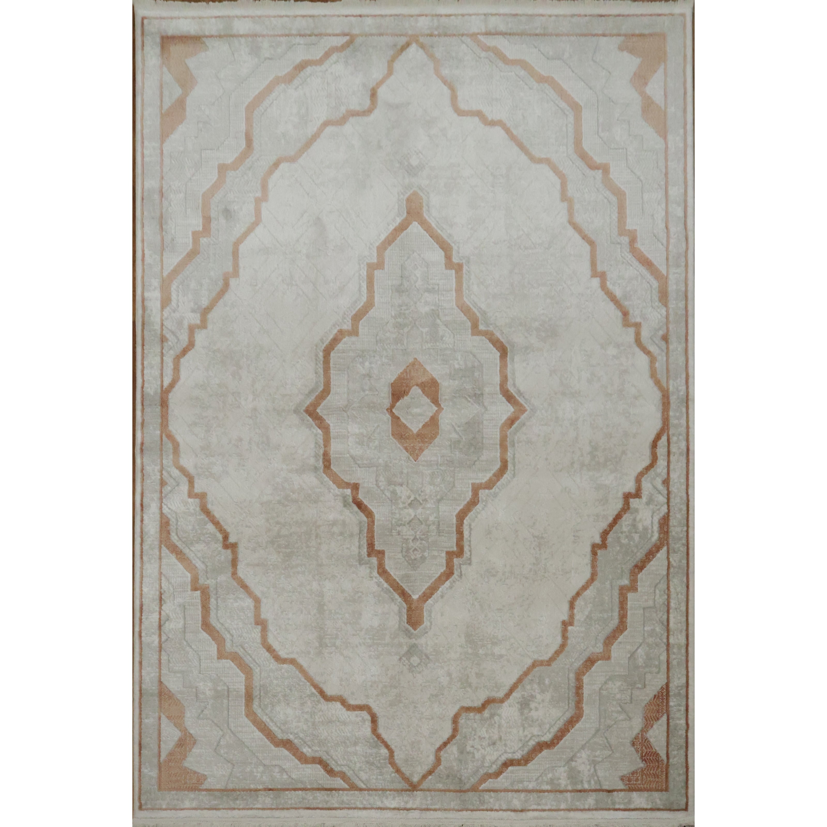 Machine Made Oriental Polyester Carpet Modern Beige Ivories Area Rug 7 7 X 5 2