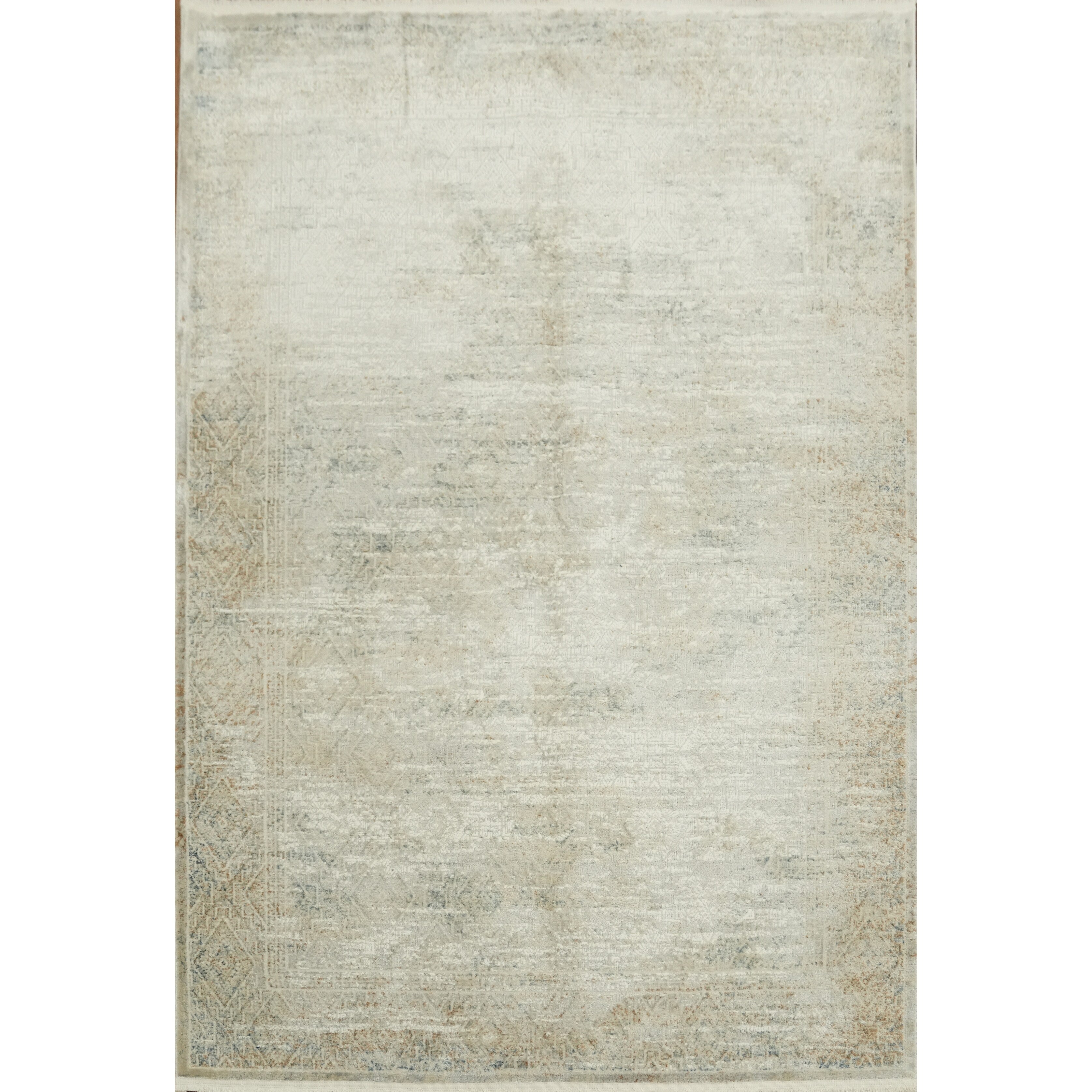 Machine Made Oriental Polyester Carpet Modern Beige Ivories Area Rug 7 7 X 5 2