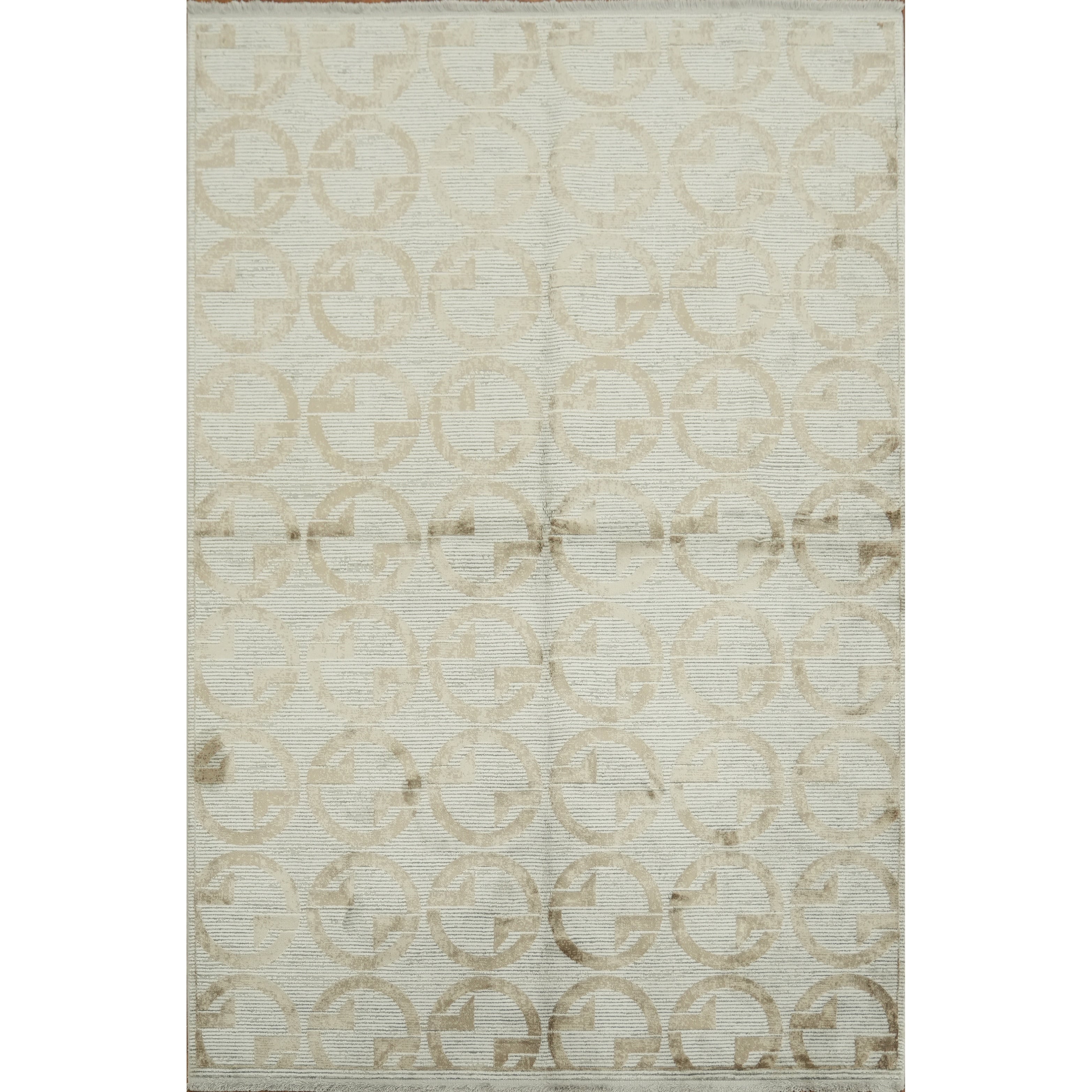 Machine Made Oriental Polyester Carpet Modern Beige Ivories Area Rug 7 7 X 5 0