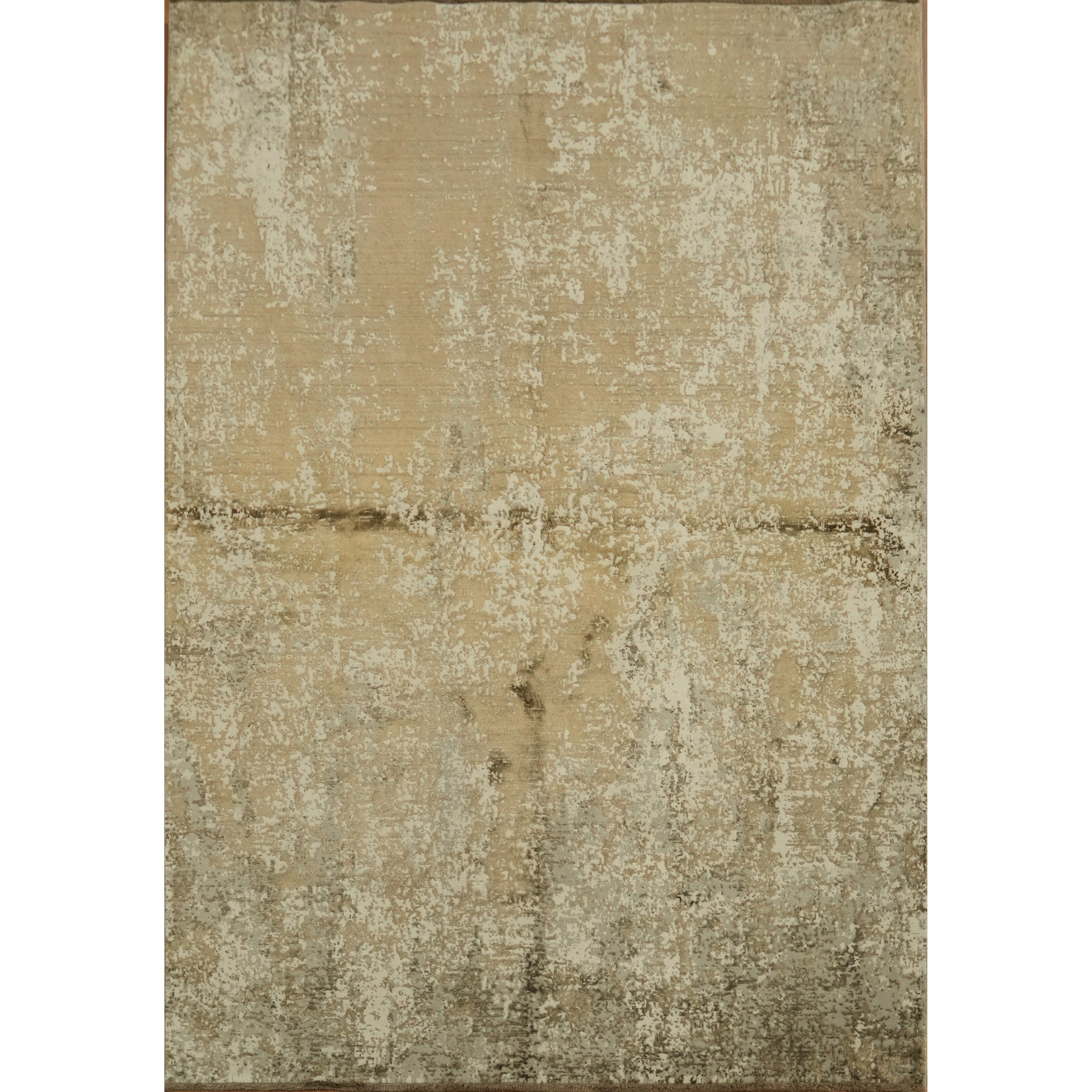 Machine Made Oriental Polyester Carpet Modern Beige Ivories Area Rug 7 6 X 5 3