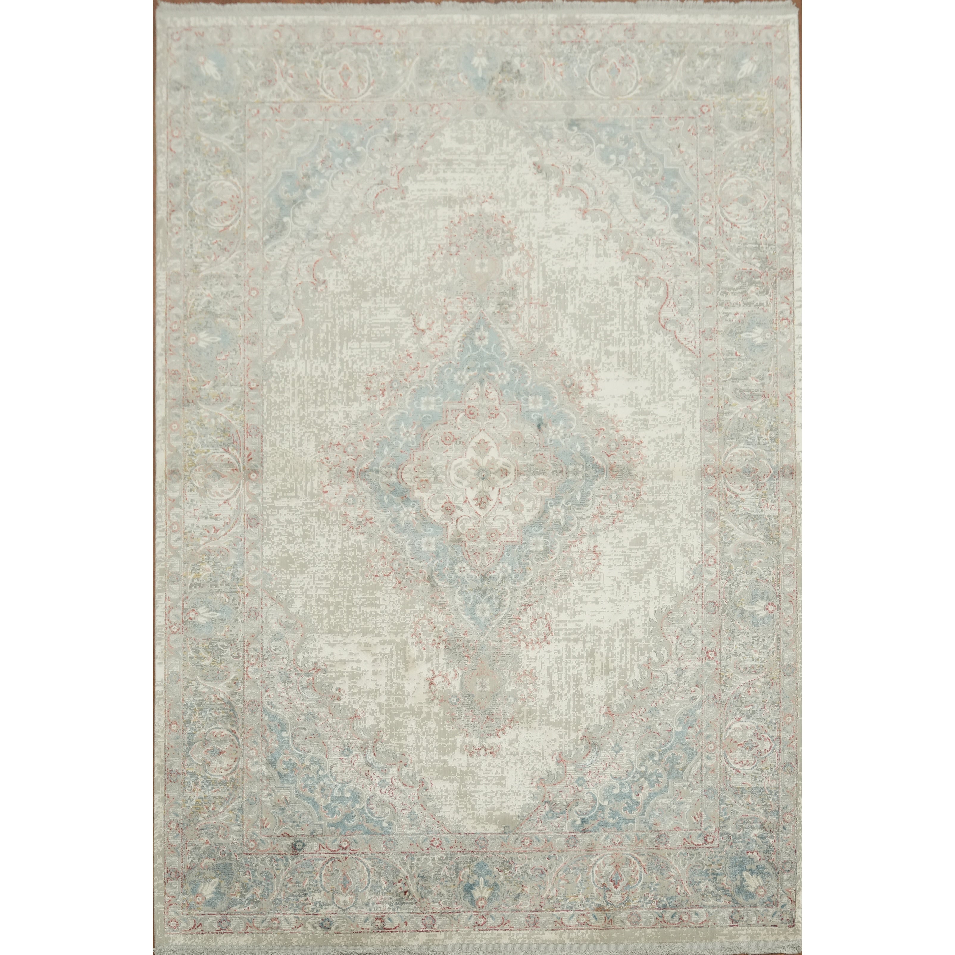 Machine Made Oriental Polyester Carpet Modern Beige Ivories Area Rug 7 7 X 5 2