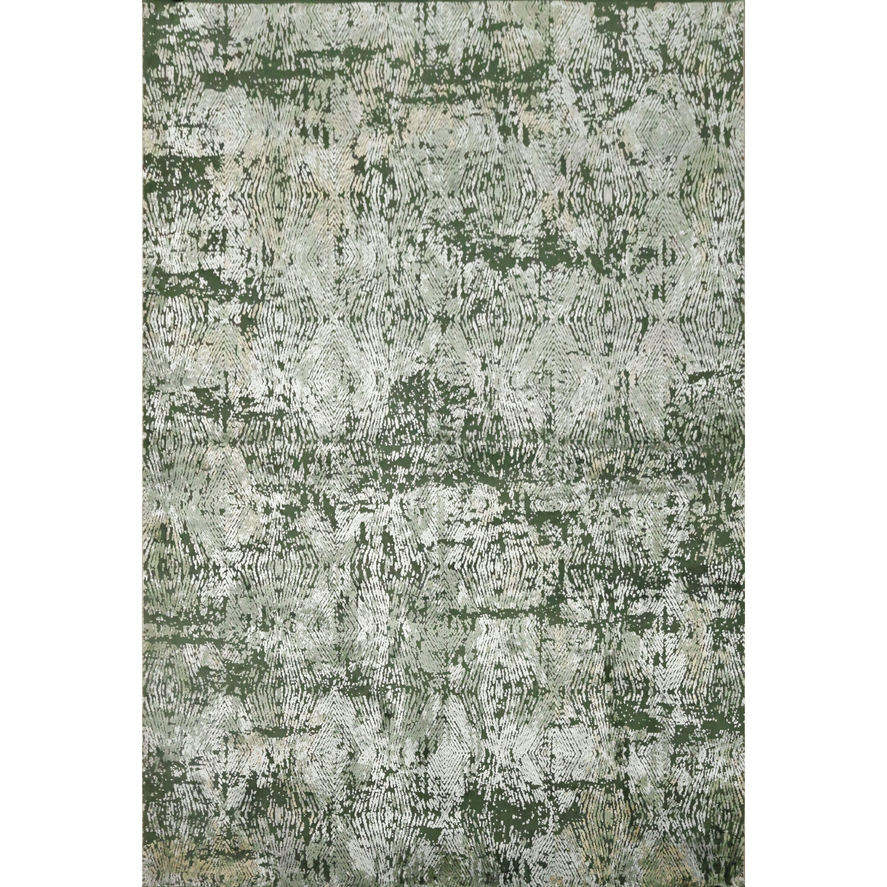 Machine Made Oriental Polyester Carpet Modern Green Abstract Area Rug 7 7 X 5 2