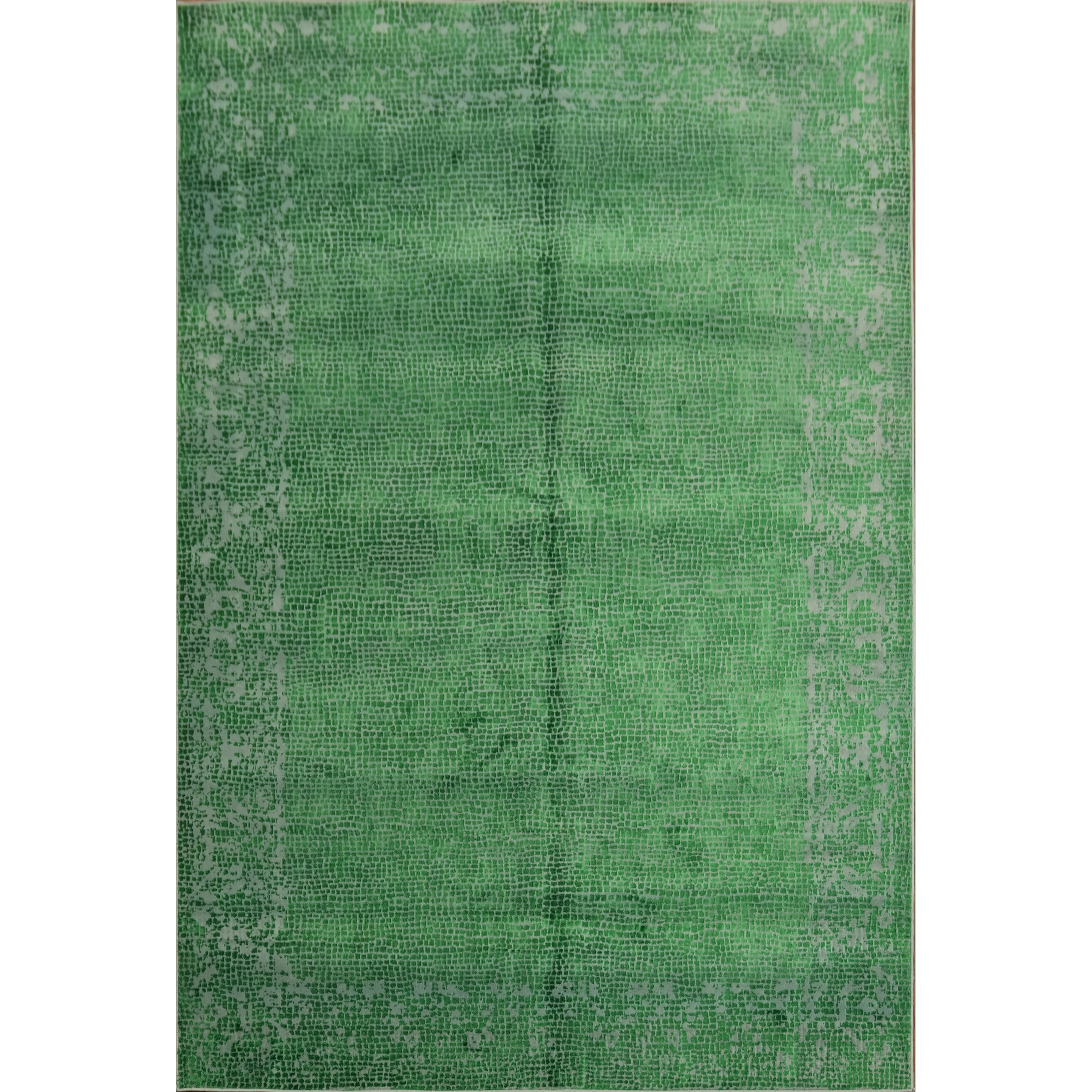Machine Made Oriental Polyester Carpet Modern Green Abstract Area Rug 7 6 X 5 1