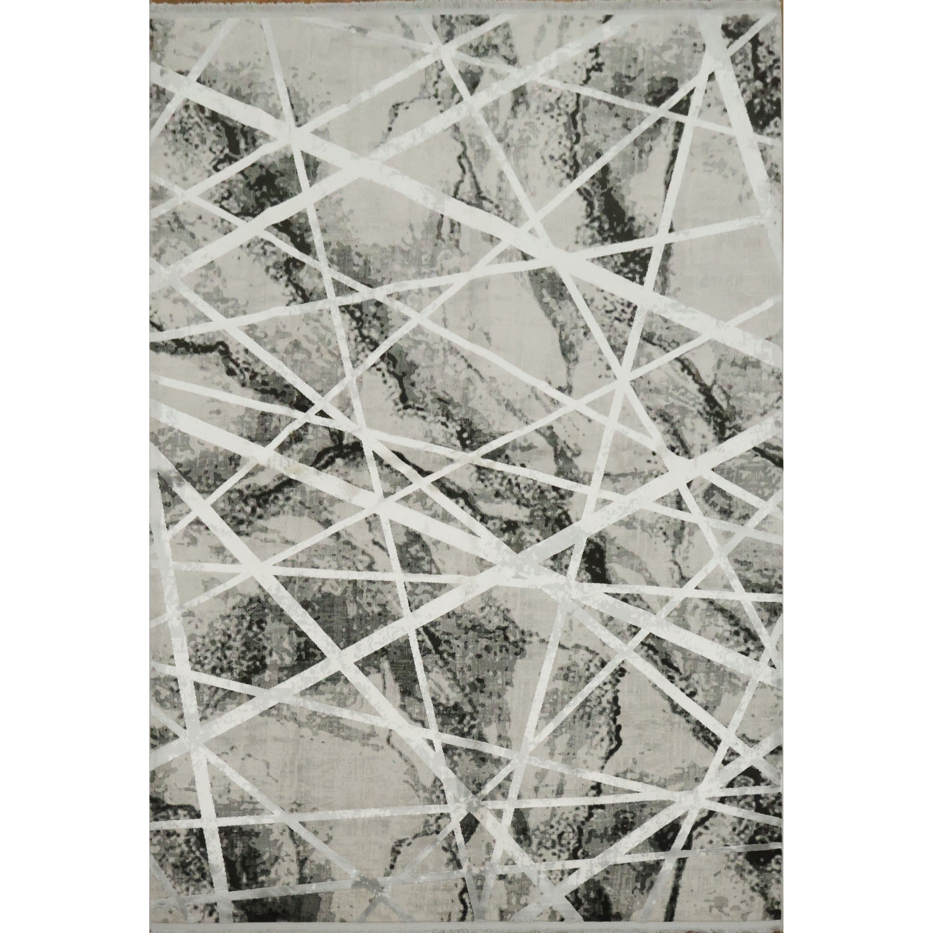 Machine Made Oriental Polyester Carpet Modern Greys Charcoal Area Rug 7 7 X 5 2