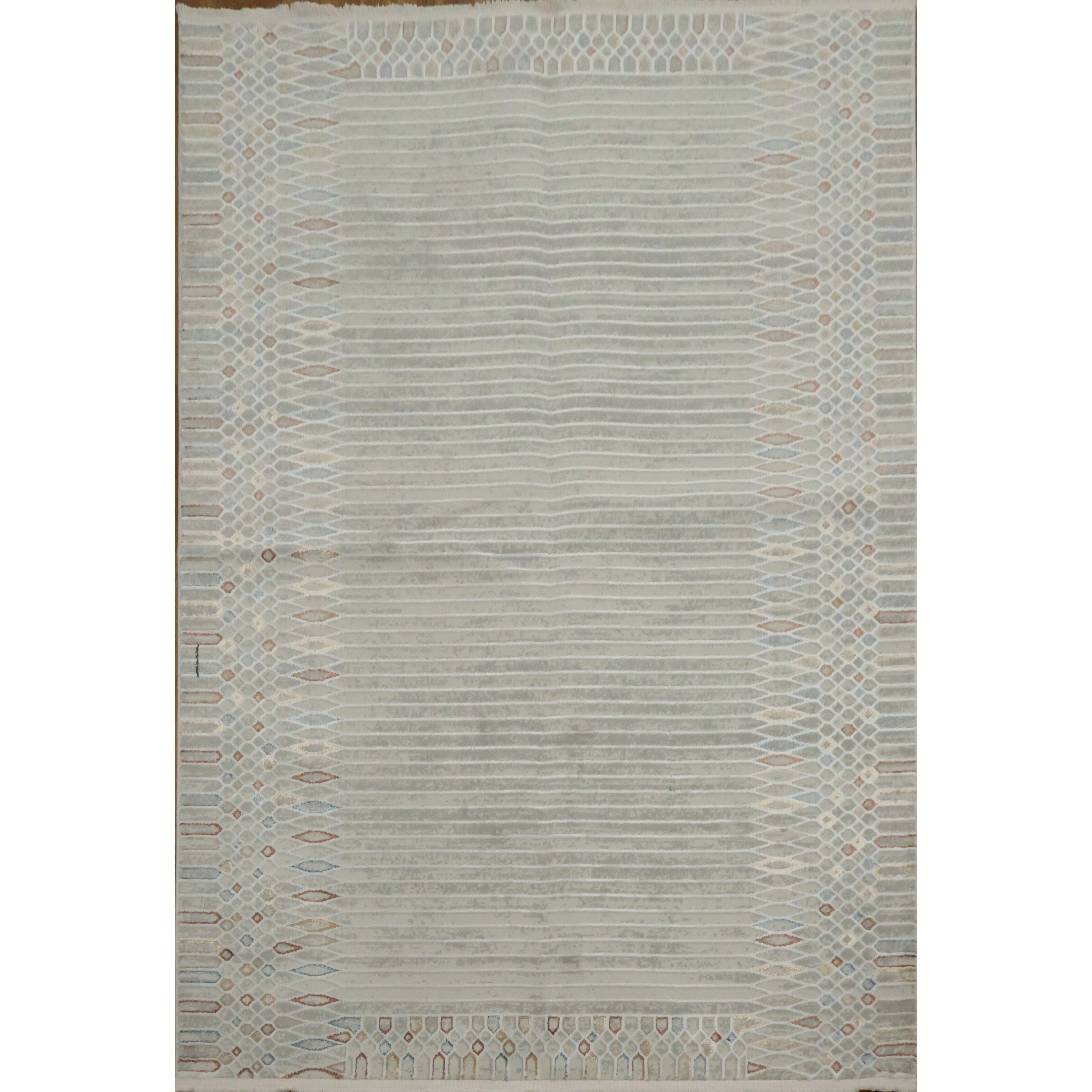 Machine Made Oriental Polyester Carpet Modern Greys Charcoal Area Rug 7 7 X 5 2