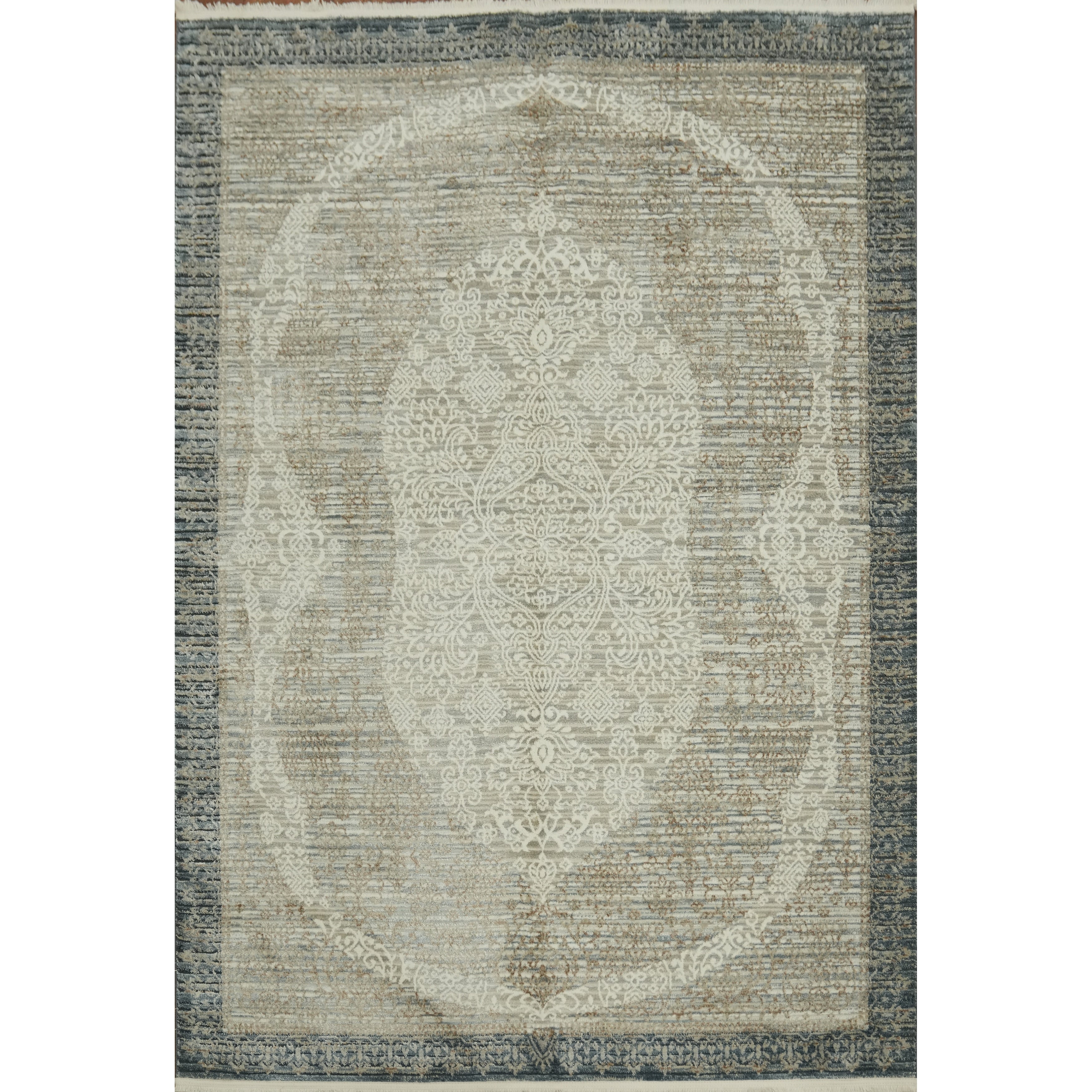 Machine Made Oriental Polyester Carpet Modern Greys Charcoal Area Rug 7 7 X 5 2