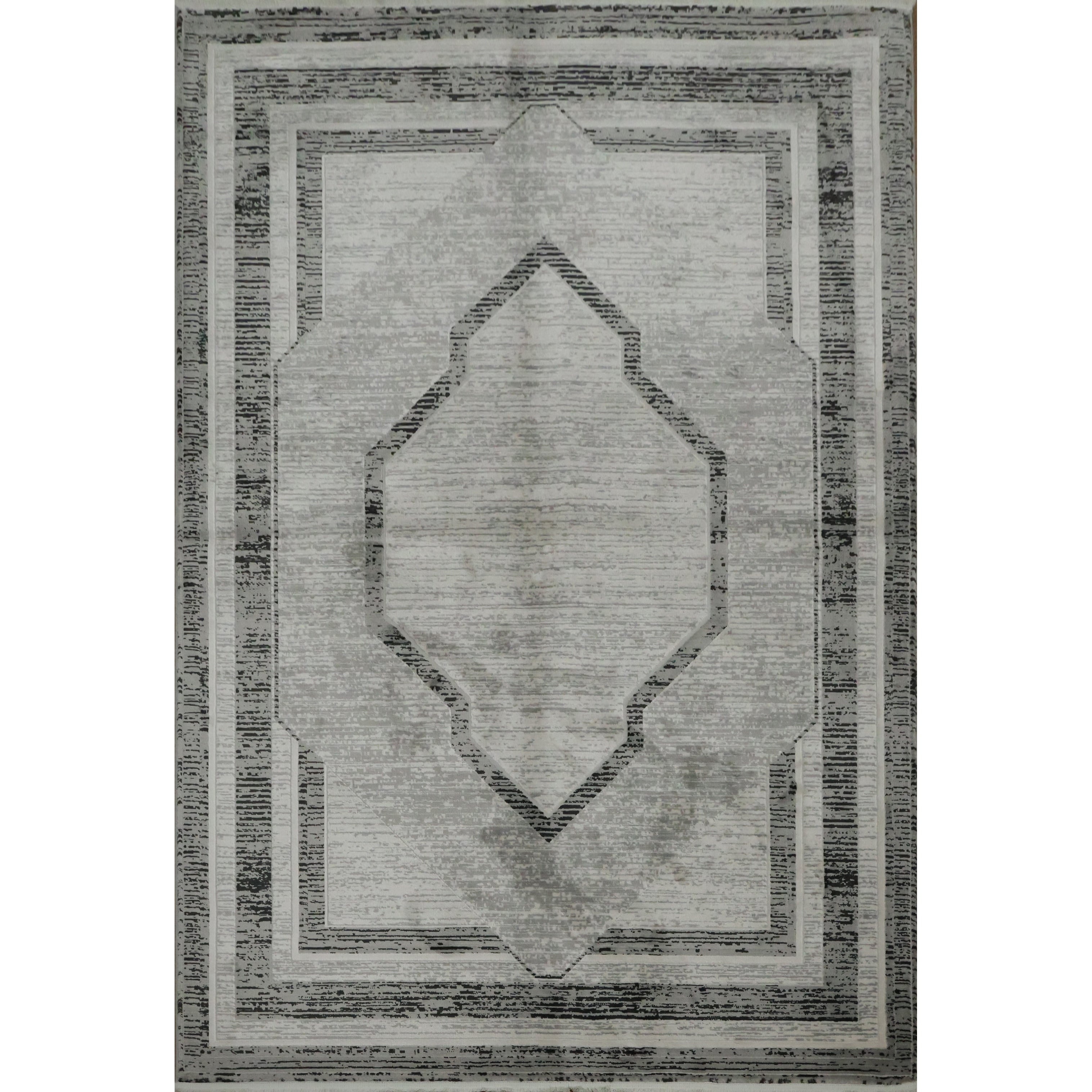 Machine Made Oriental Polyester Carpet Modern Greys Charcoal Area Rug 7 7 X 5 2