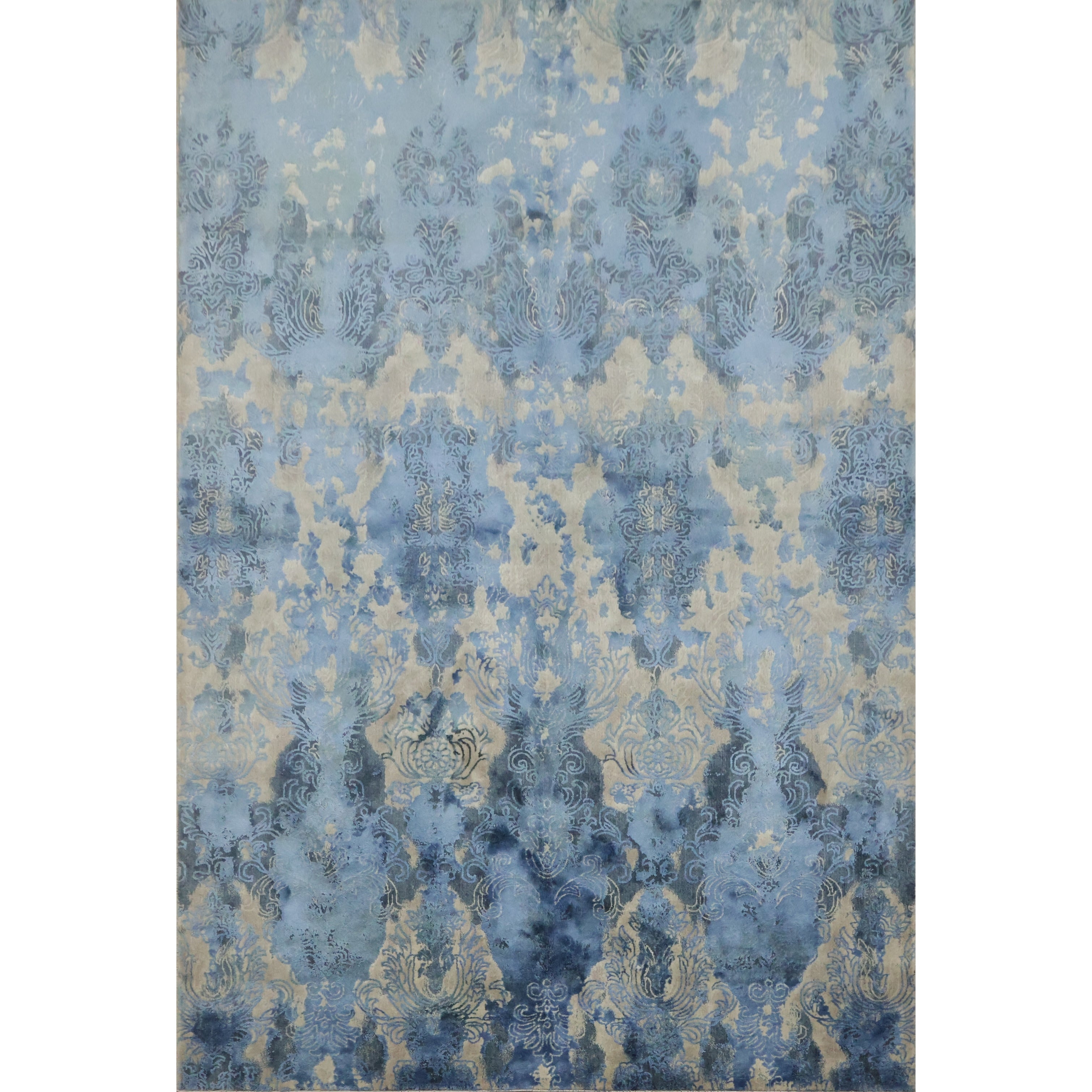 Machine Made Oriental Polyester Carpet Modern Navy Blue Blues Area Rug 7 6 X 5 1