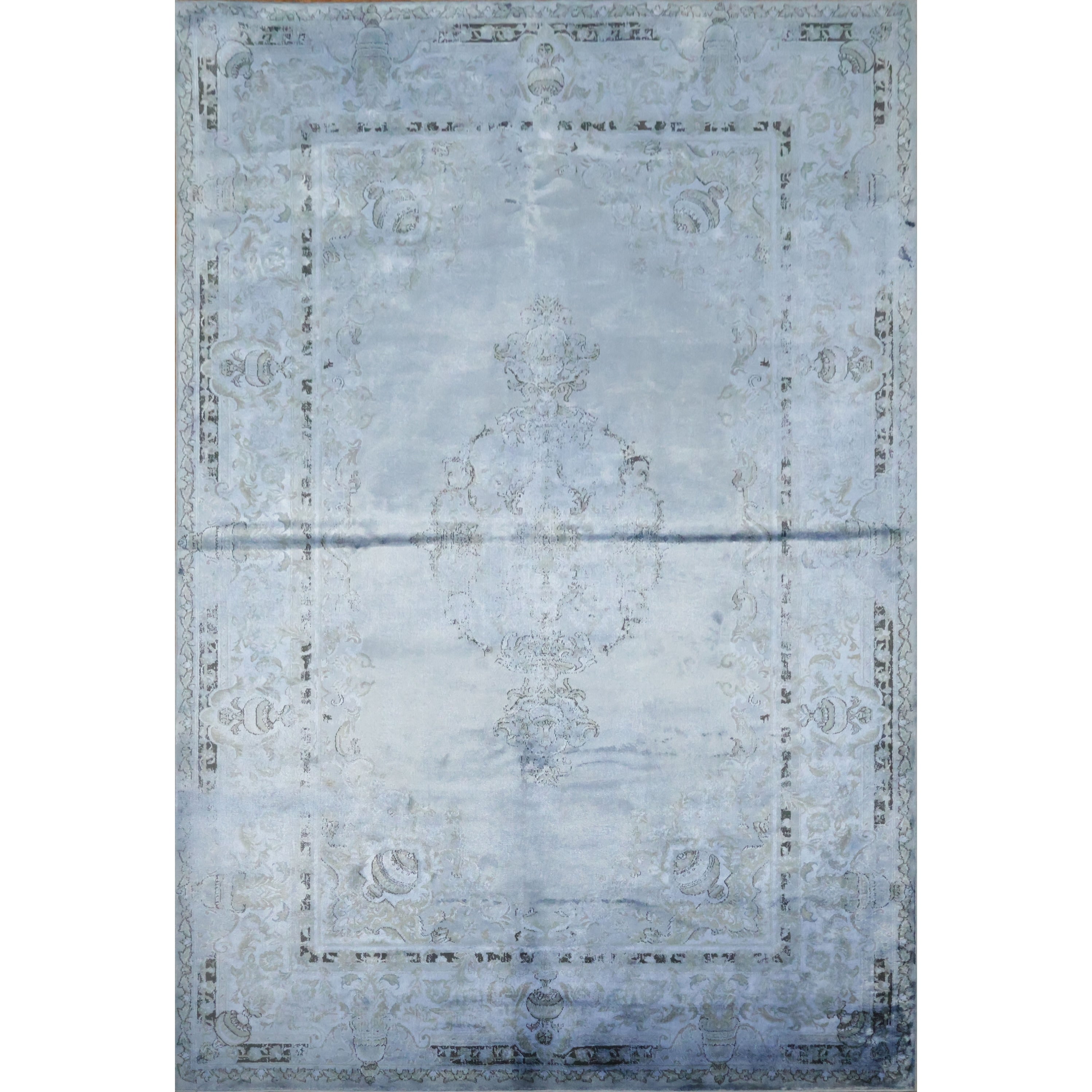 Machine Made Oriental Polyester Carpet Modern Navy Blue Blues Area Rug 7 7 X 5 2