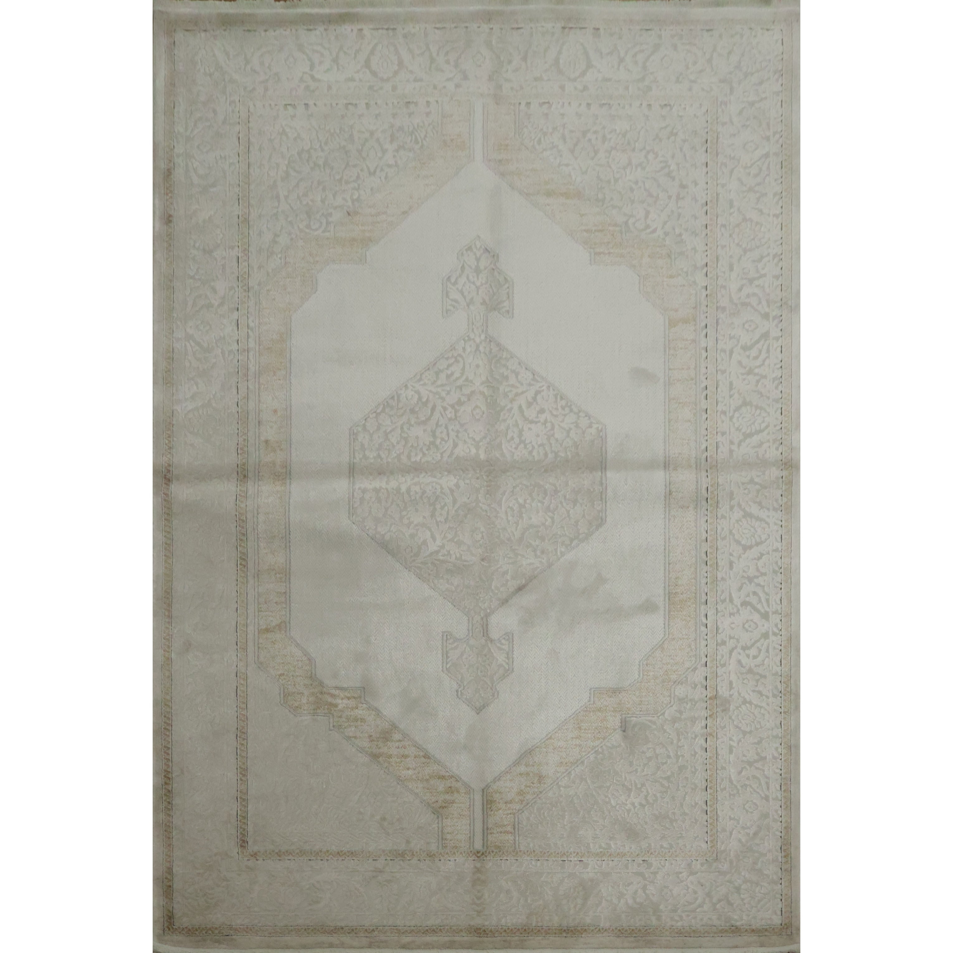 Machine Made Oriental Polyester Carpet Traditional Beige Ivories Area Rug 7 7 X 5 2