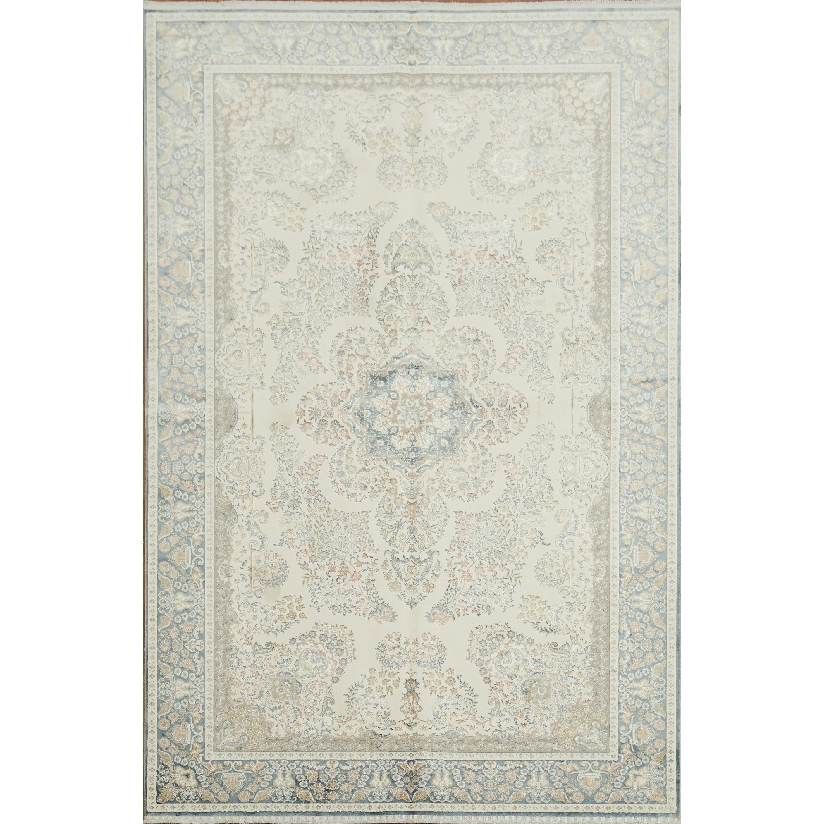Machine Made Oriental Polyester Carpet Traditional Beige Ivories Area Rug 9 10 X 6 5