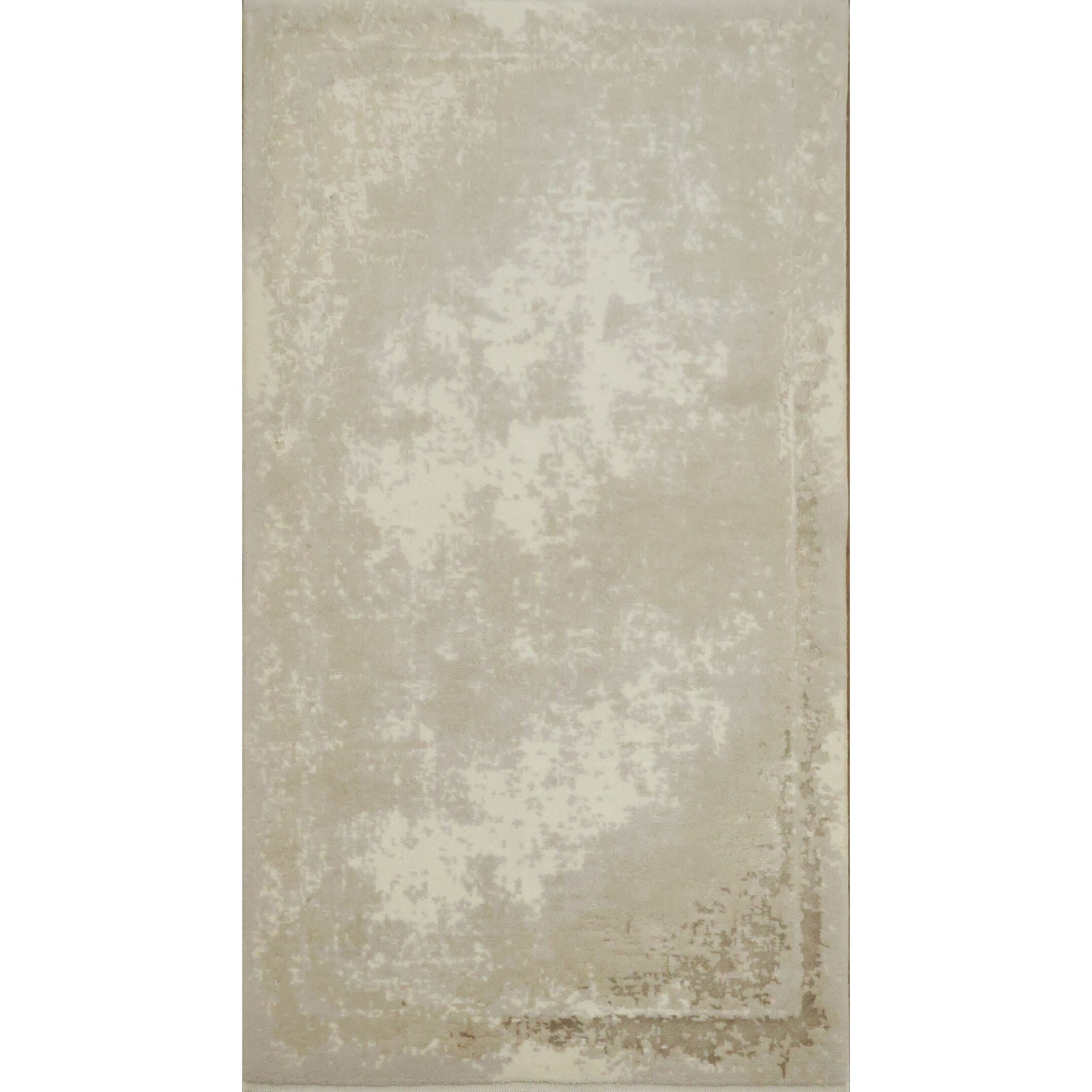 Machine Made Oriental Wool Carpet Modern Beige Ivories Abstract Area Rug 4 8 X 2 7
