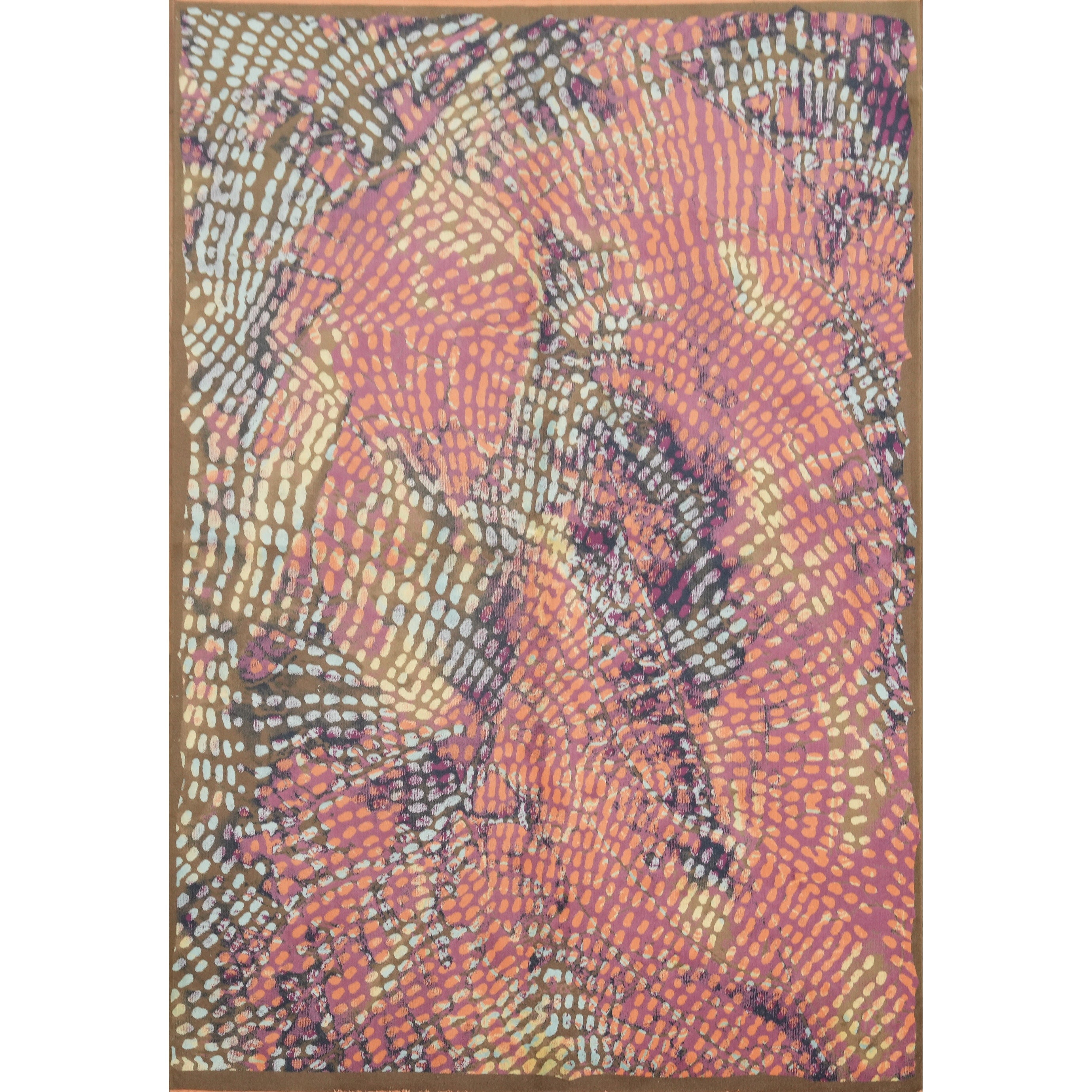 Machine Made Oriental Wool Carpet Modern Geometric Multi Colored Area Rug 9 4 X 6 5