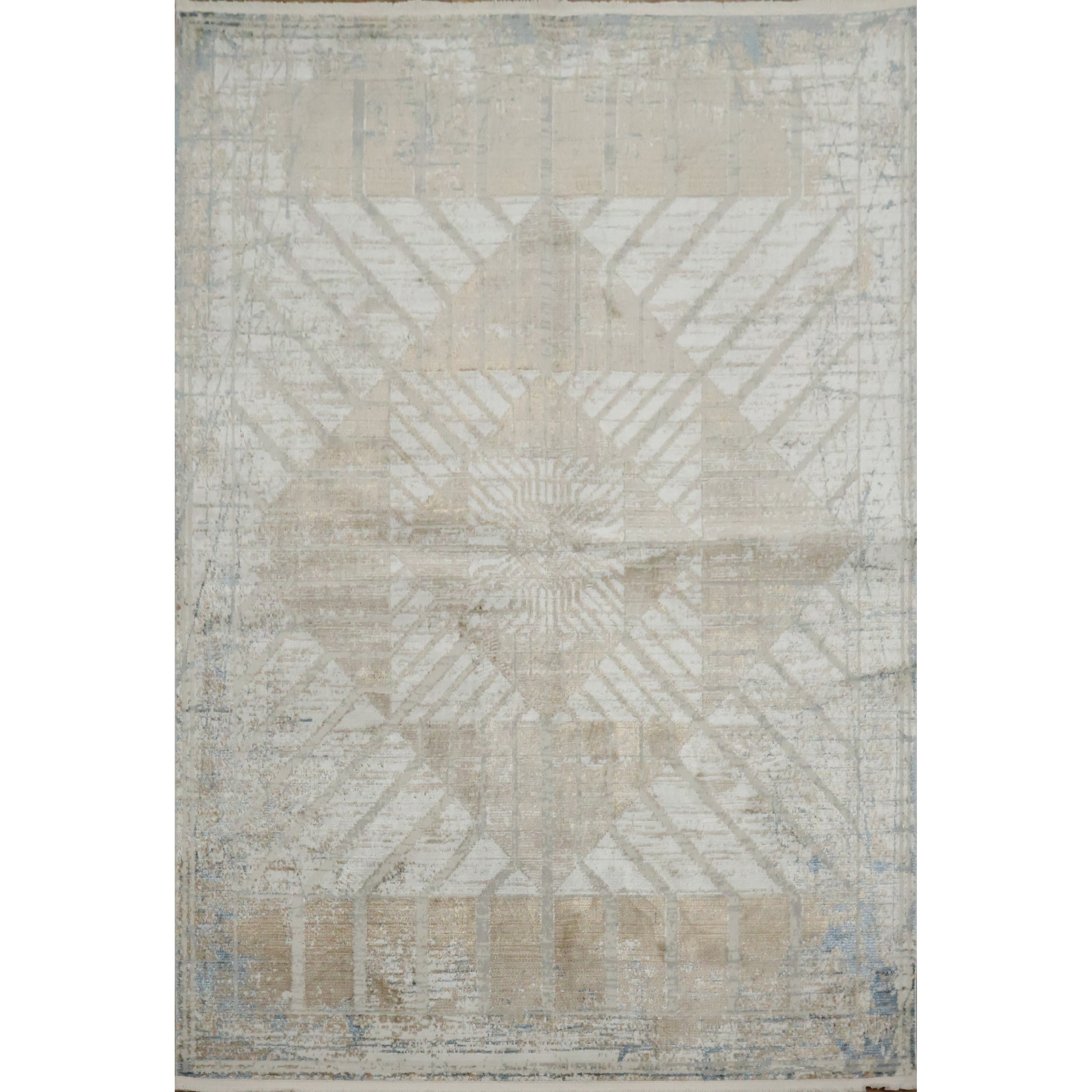 Machine Made Polyester Carpet Beige Ivories Abstract Area Rug 7 7 X 5 2