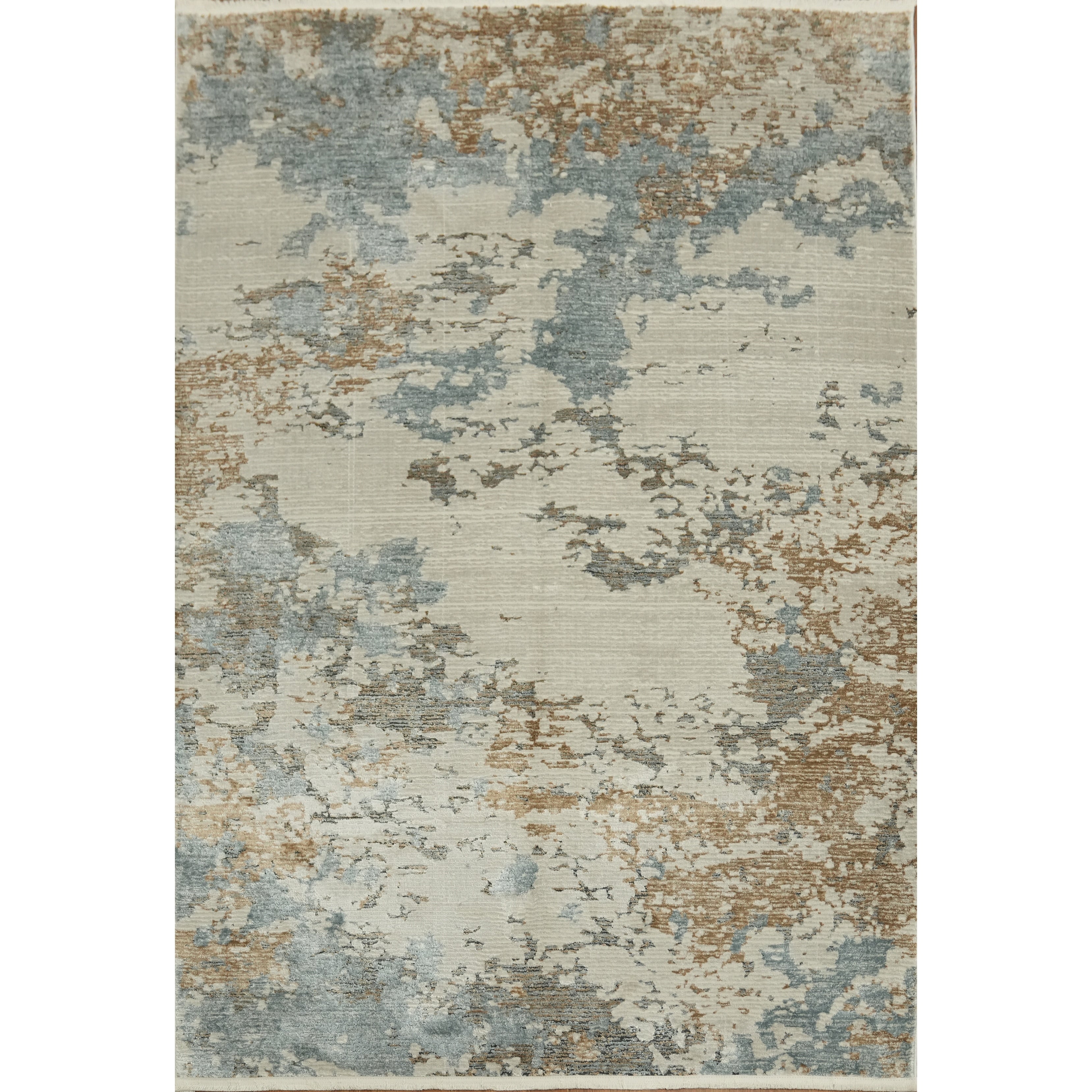 Machine Made Polyester Carpet Beige Ivories Abstract Area Rug 7 7 X 5 2