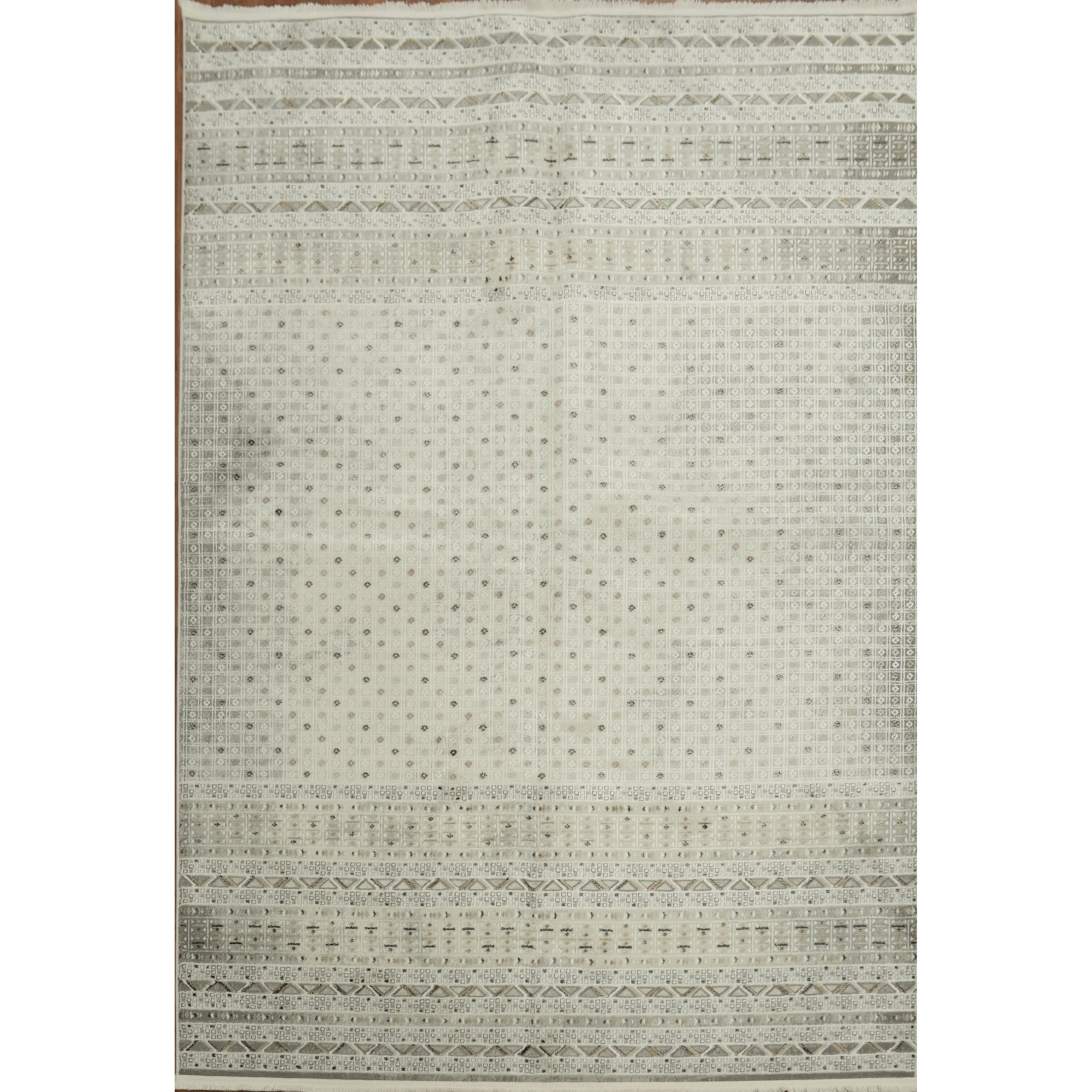 Machine Made Polyester Carpet Beige Ivories Abstract Area Rug 7 7 X 5 2