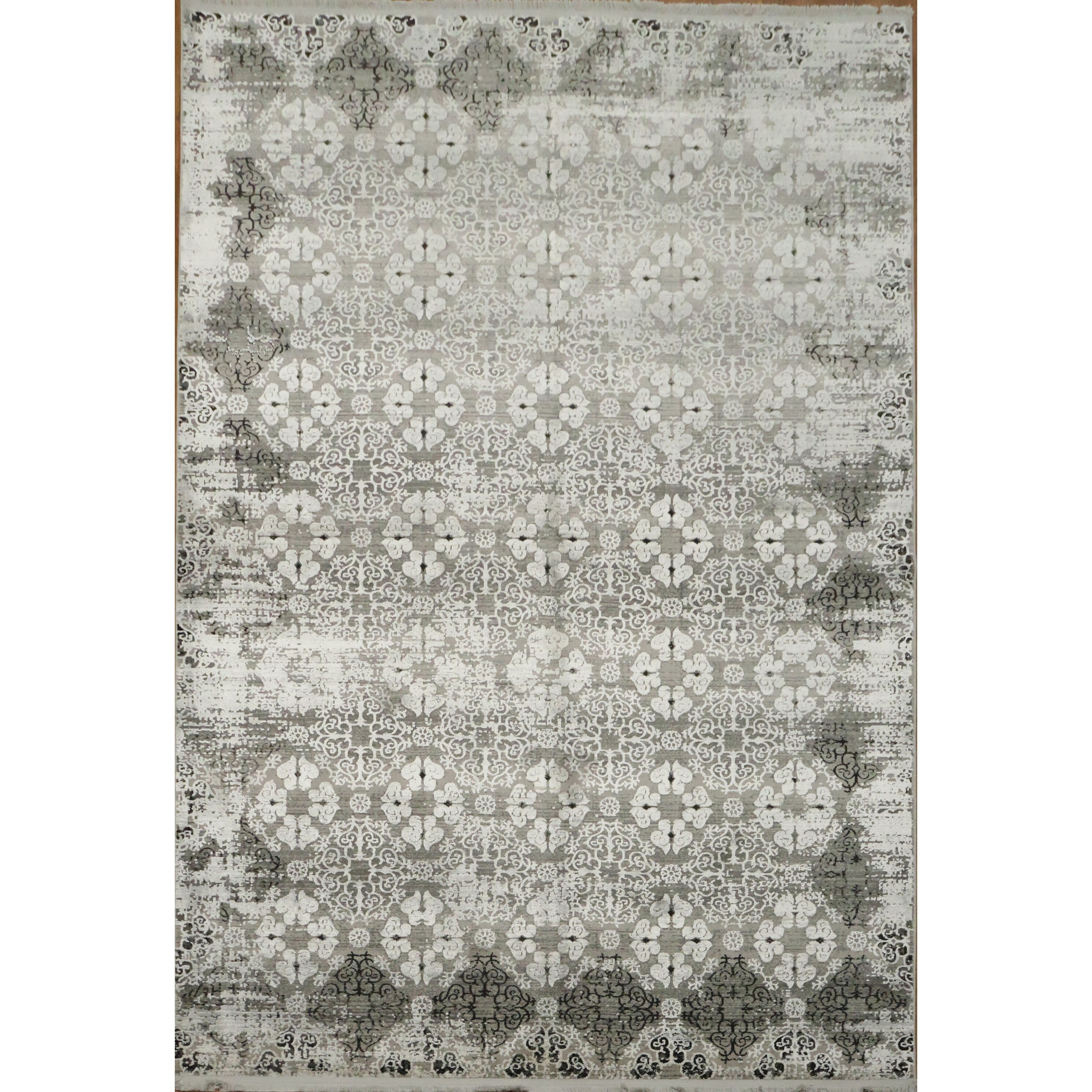 Machine Made Polyester Carpet Modern Contemporary Beige Ivories Abstract Area Rug 7 7 X 5 2