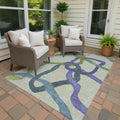 Machine Washable Indoor Outdoor Abstract Links Chantille Rug