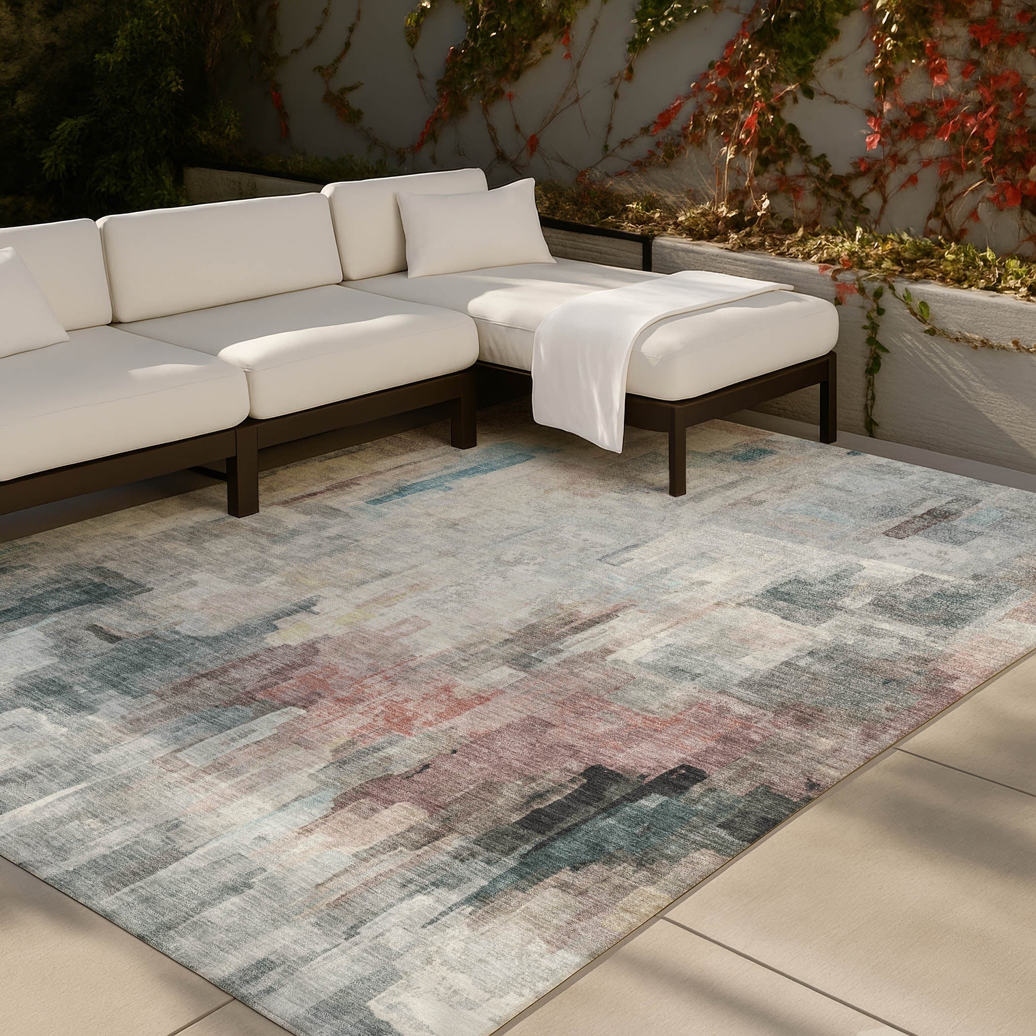 Machine Washable Indoor Outdoor Abstract Nucla Chantille Rug