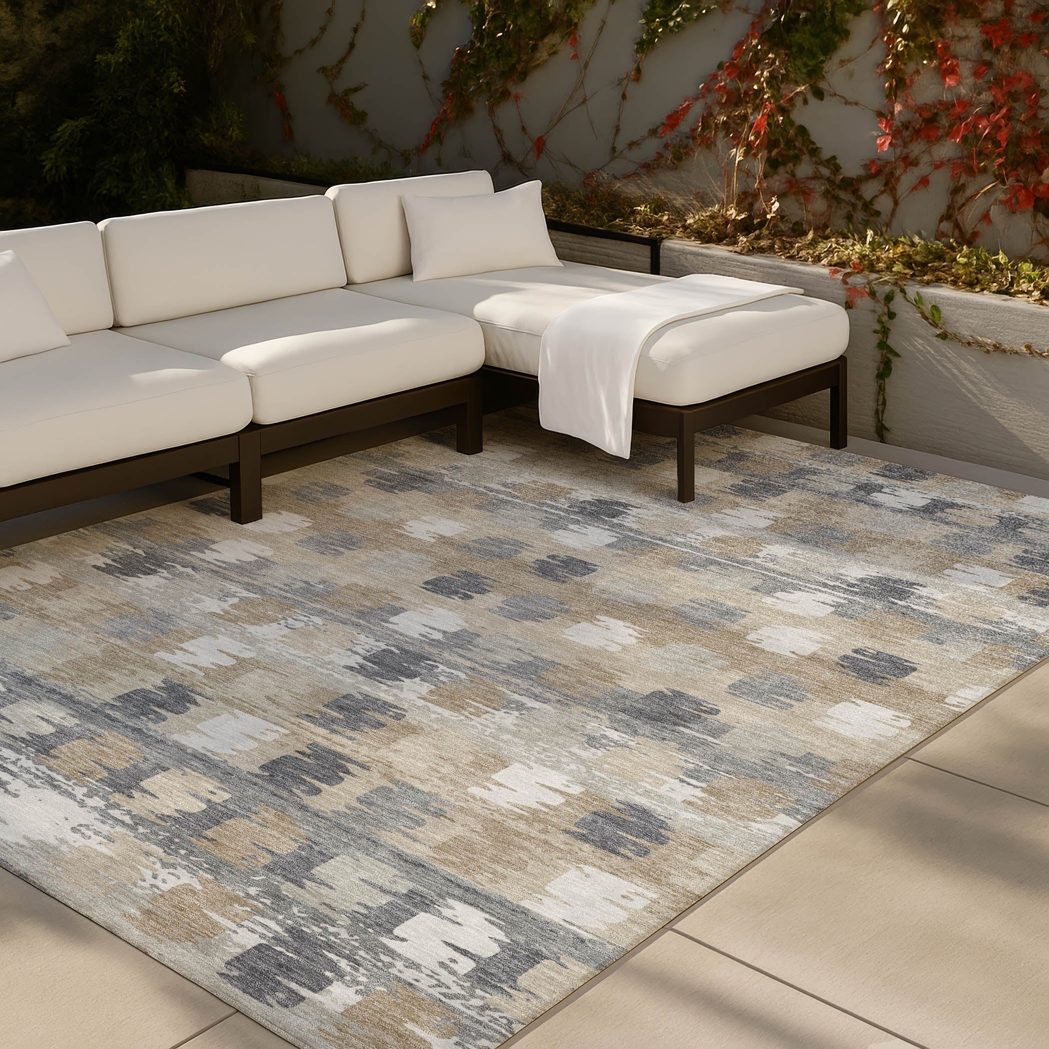 Machine Washable Indoor Outdoor Abstract Palisade Chantille Rug
