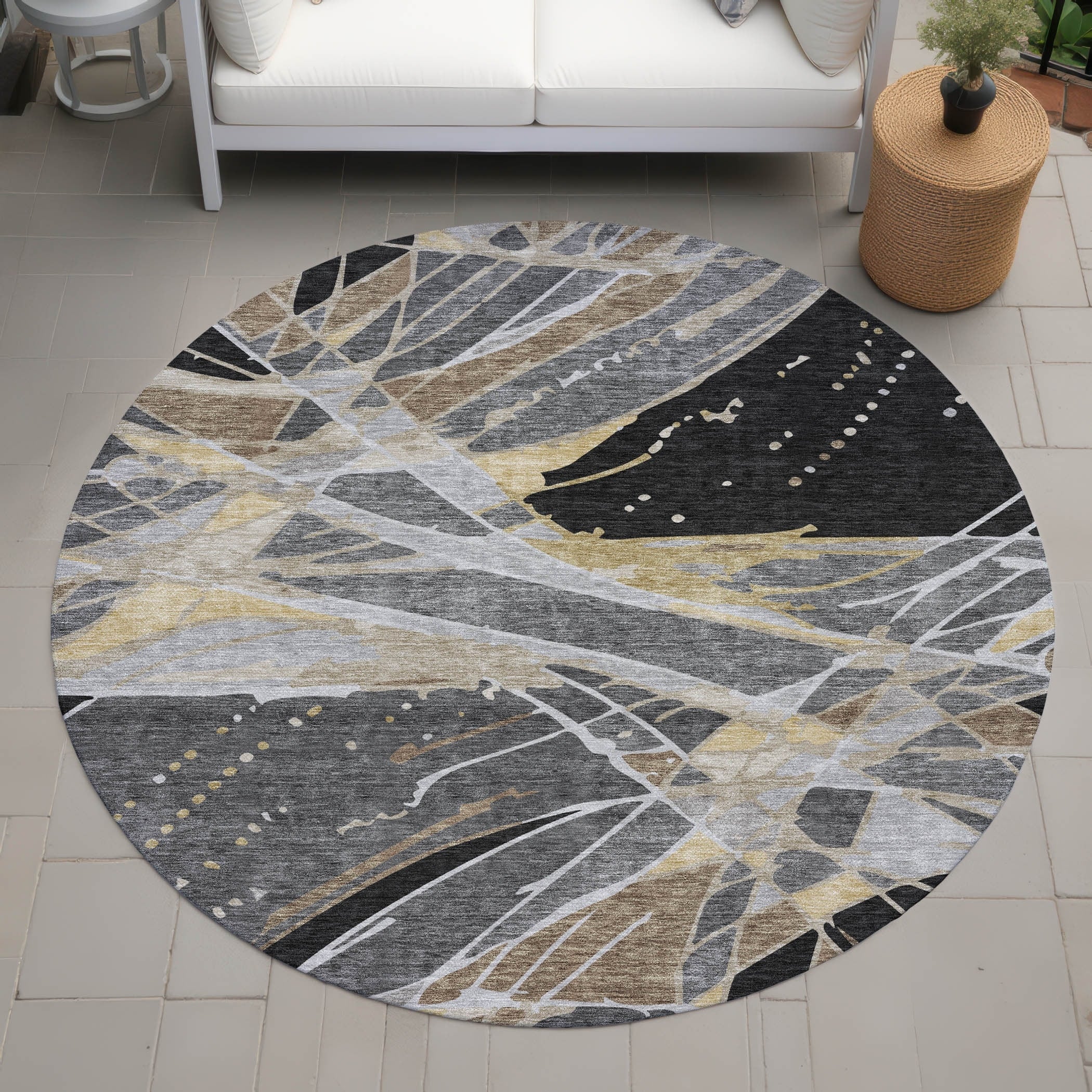 Machine Washable Indoor Outdoor Abstract Scandia Chantille Rug